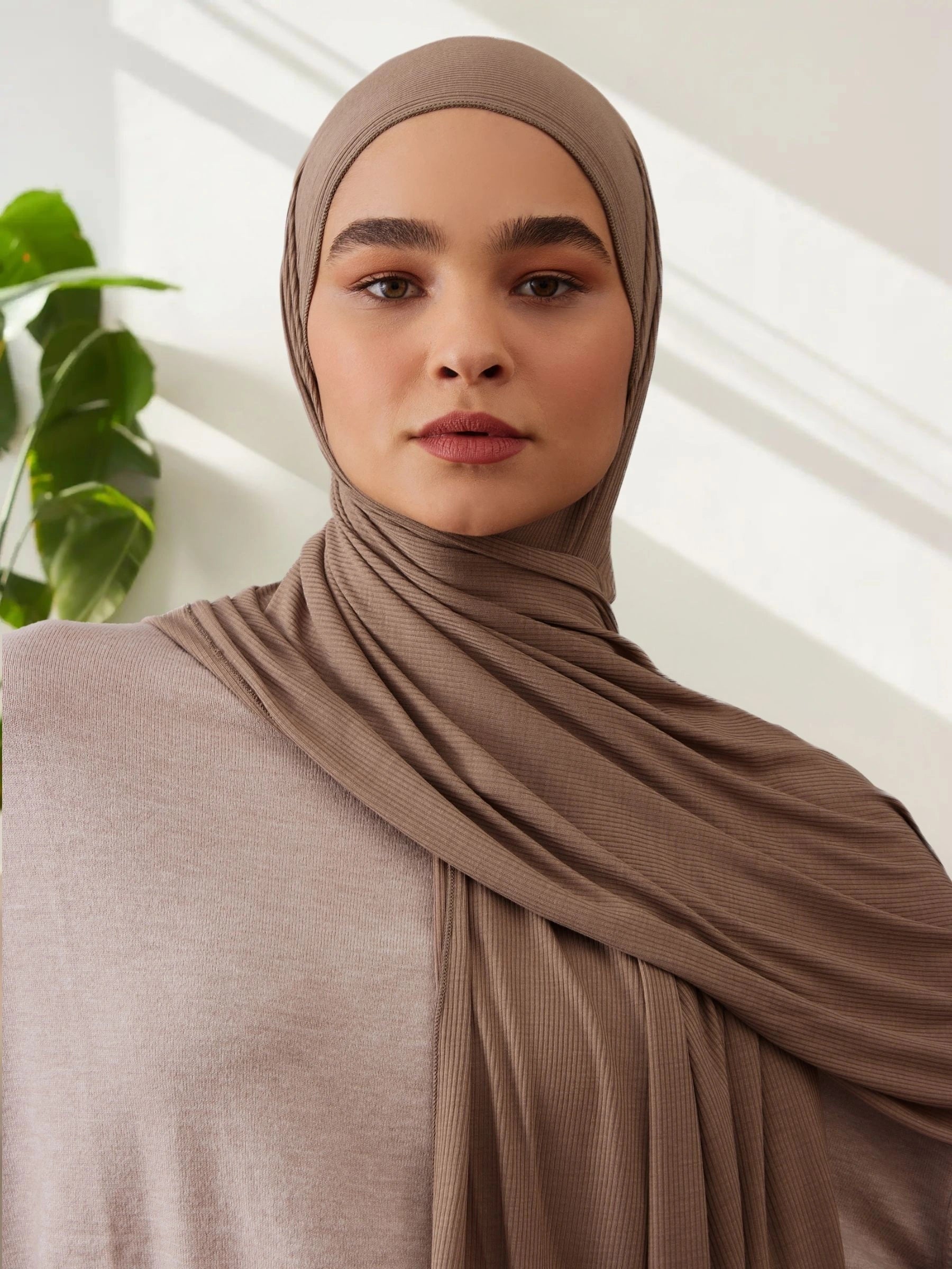 Ribbed Jersey Hijab - Desert
