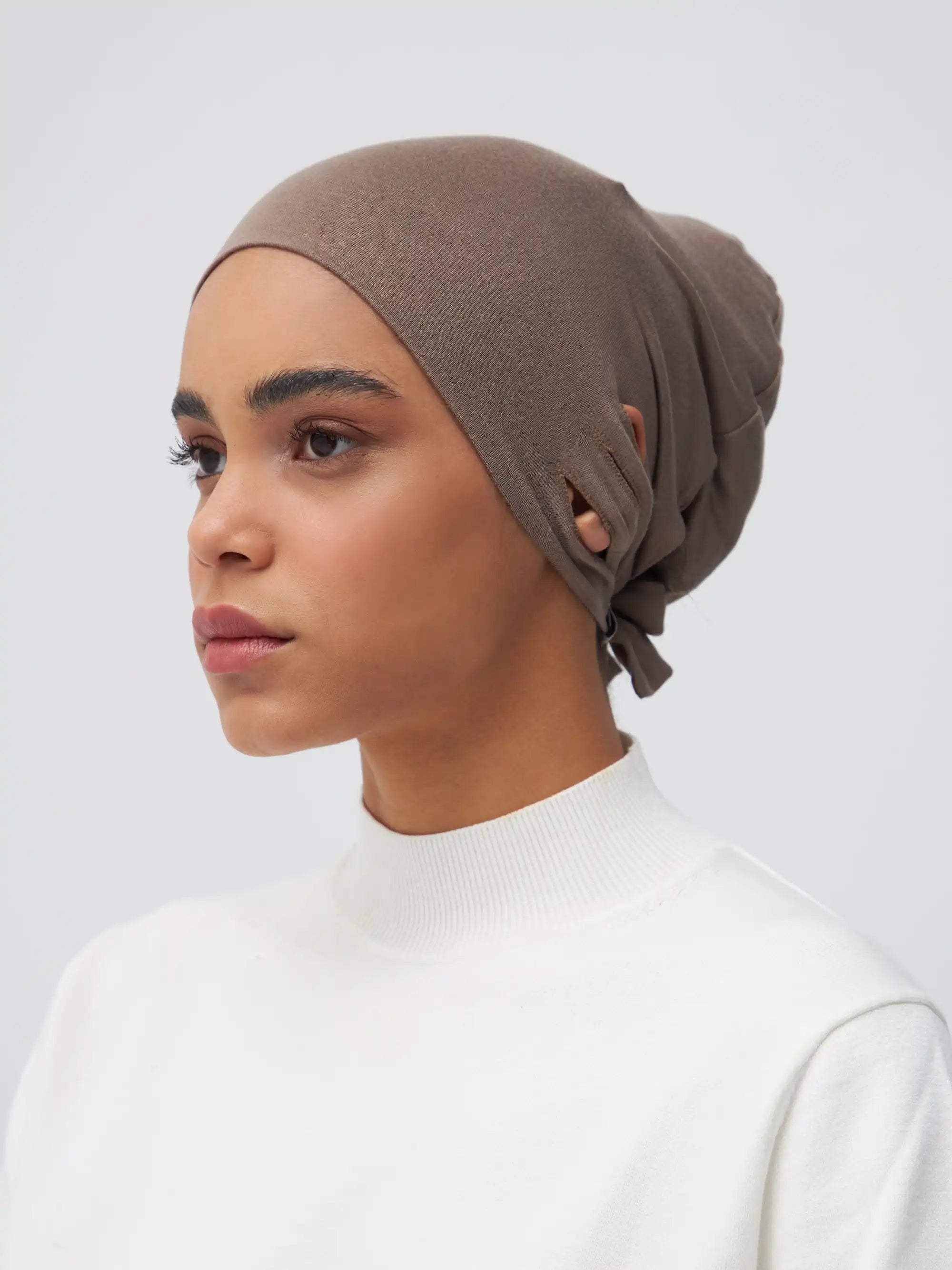 Slit Tie Back Underscarf - Desert Taupe