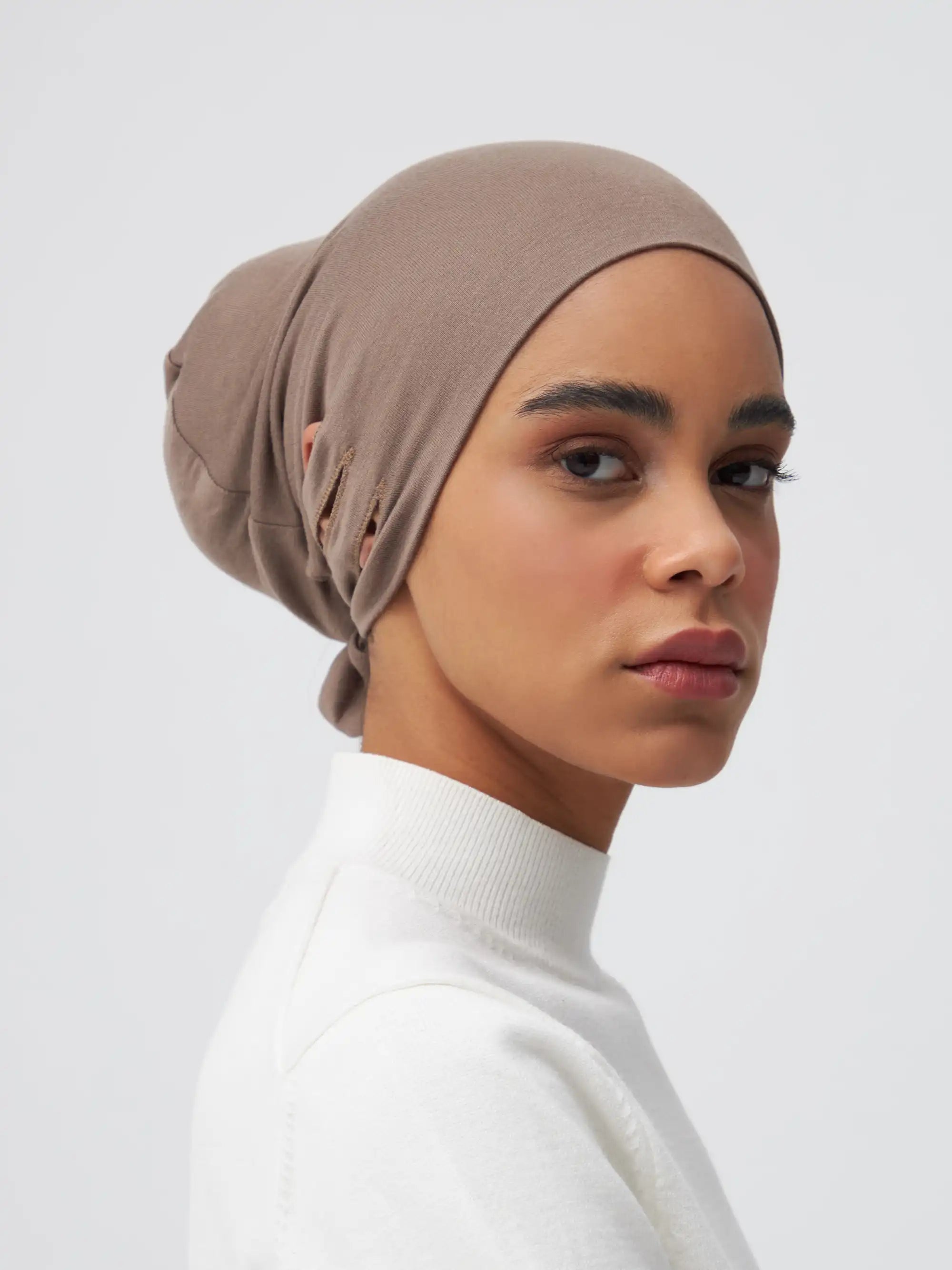 Slit Tie Back Underscarf - Desert Taupe