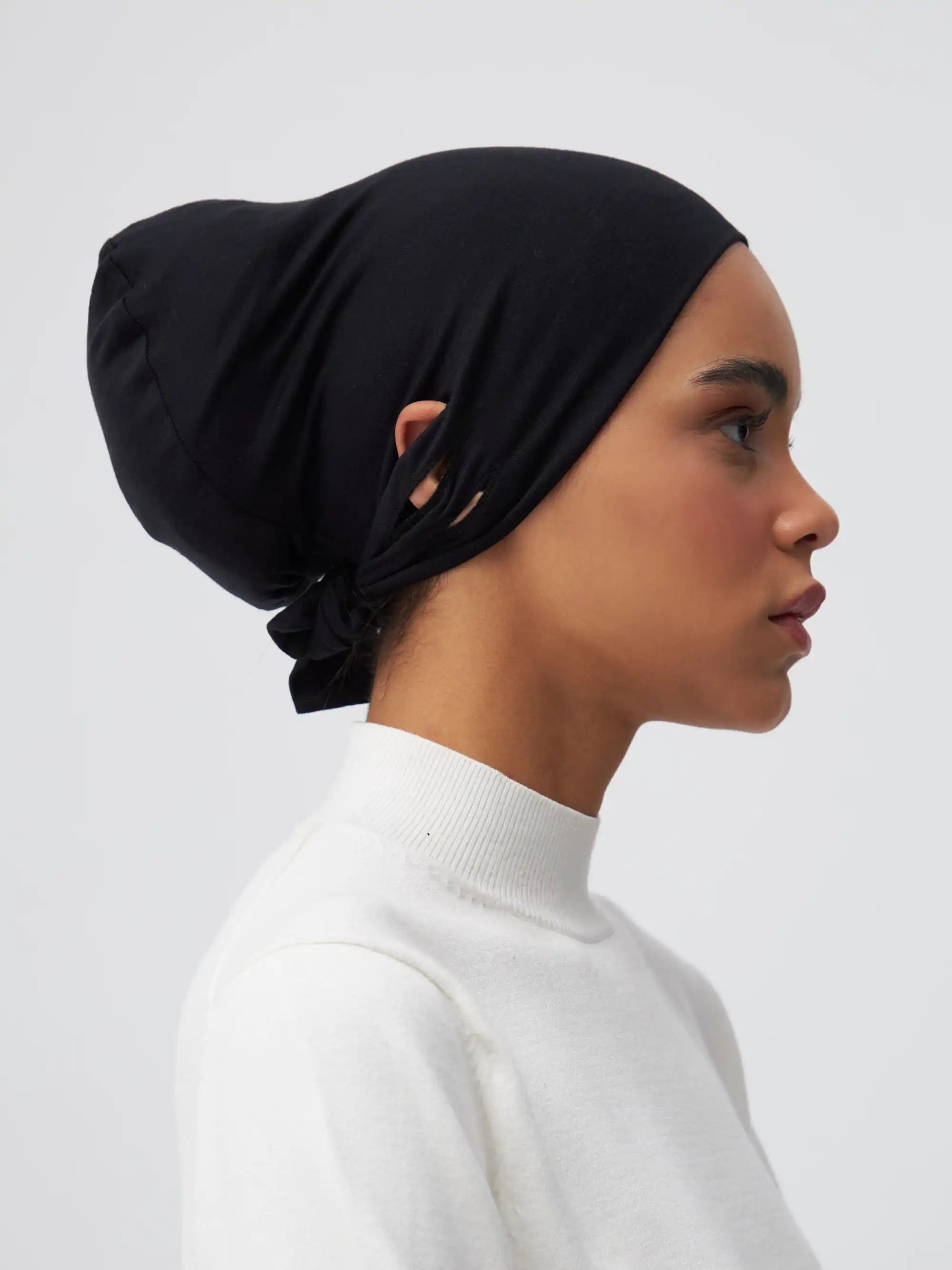 Slit Tie Back Underscarf - Black
