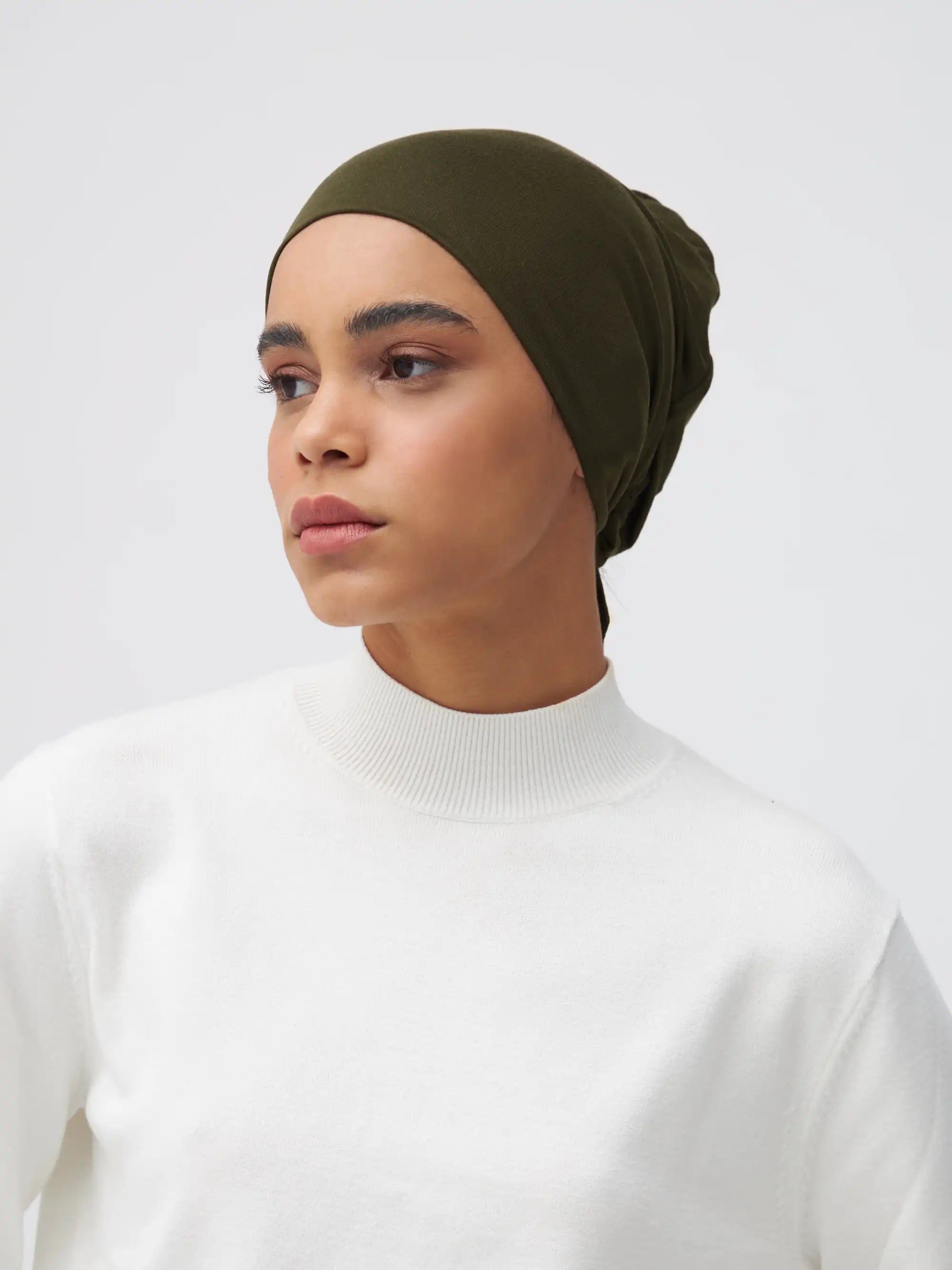 Tie Back Underscarf - Dark Olive
