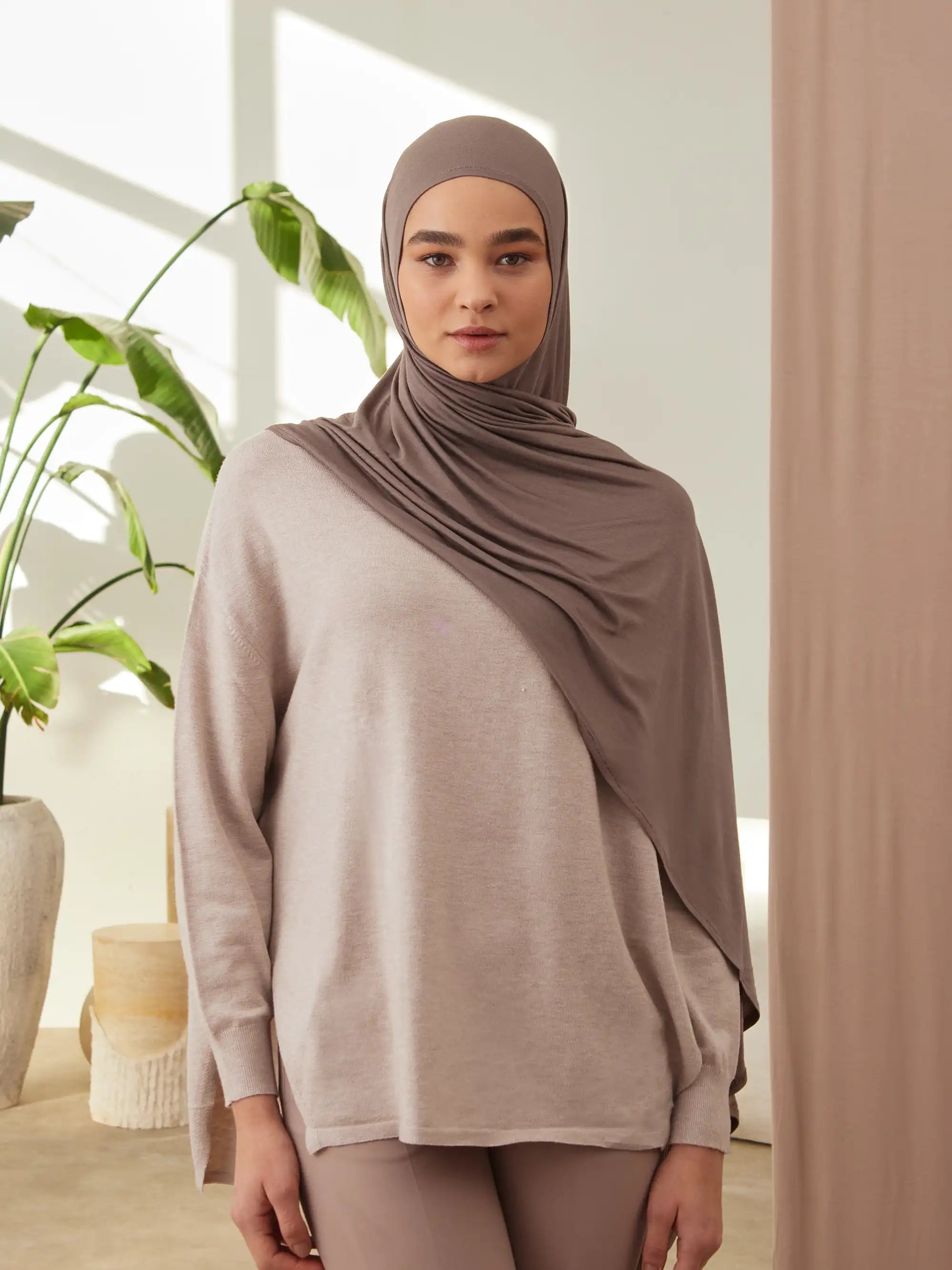 Instant Premium Jersey Hijabs - Desert Taupe