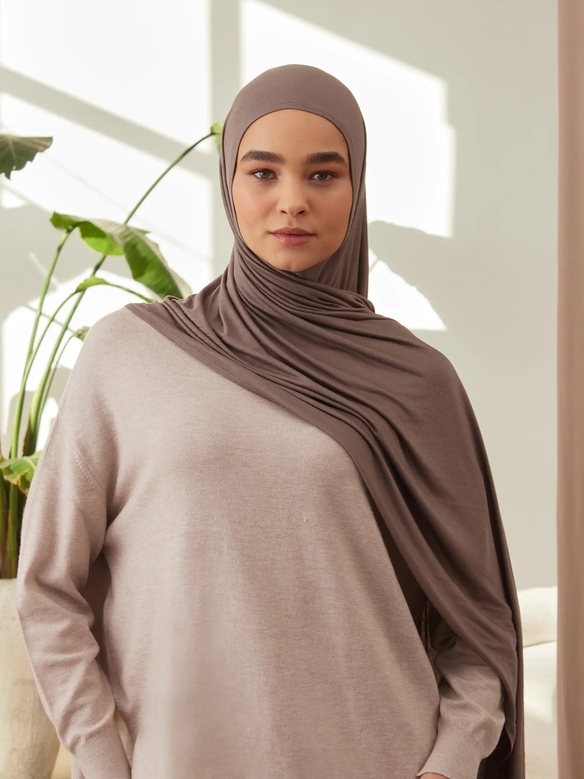 Instant Premium Jersey Hijabs - Desert Taupe