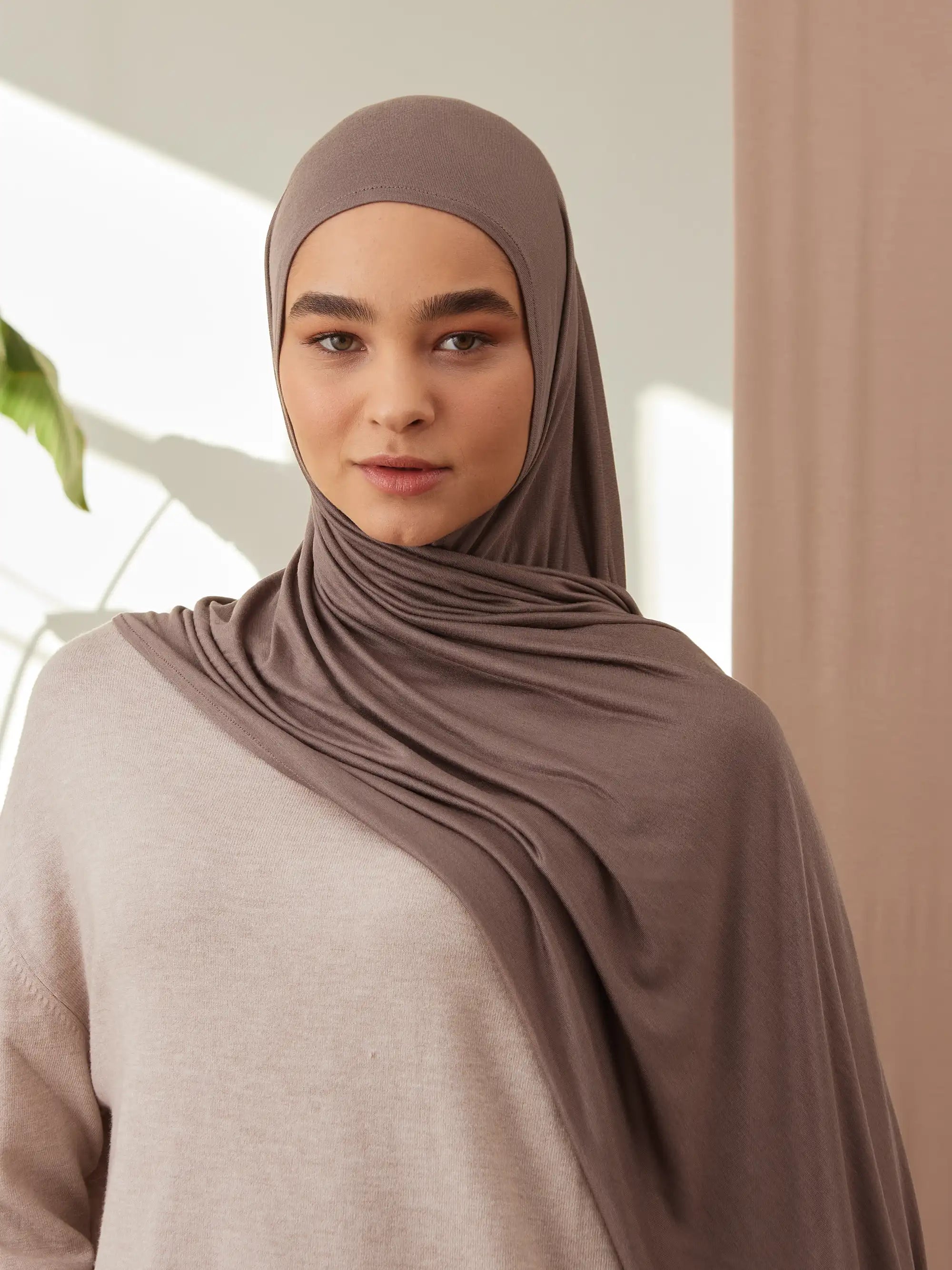 Instant Premium Jersey Hijabs - Desert Taupe