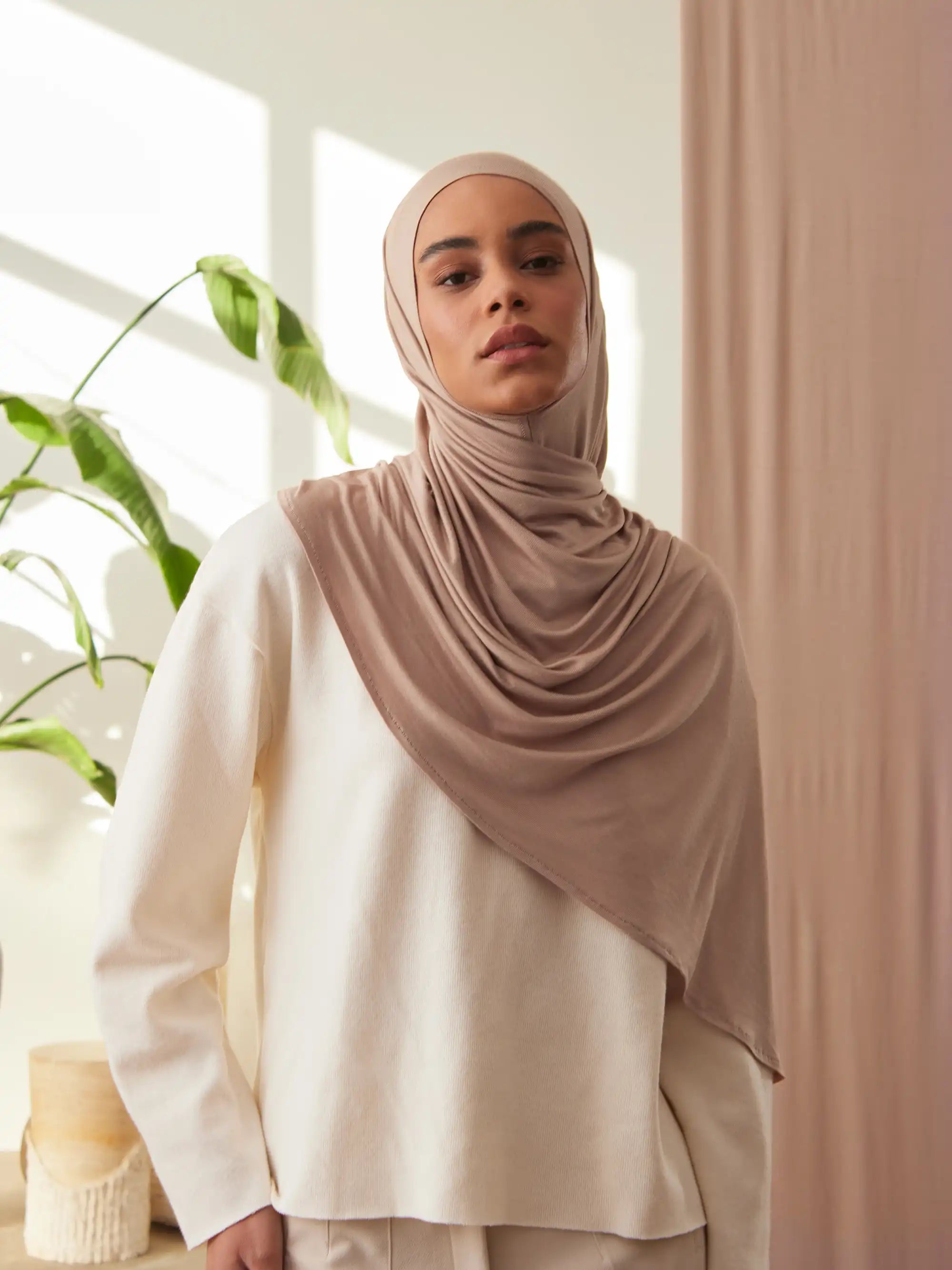 Small Instant Premium Jersey Hijabs - Warm Taupe