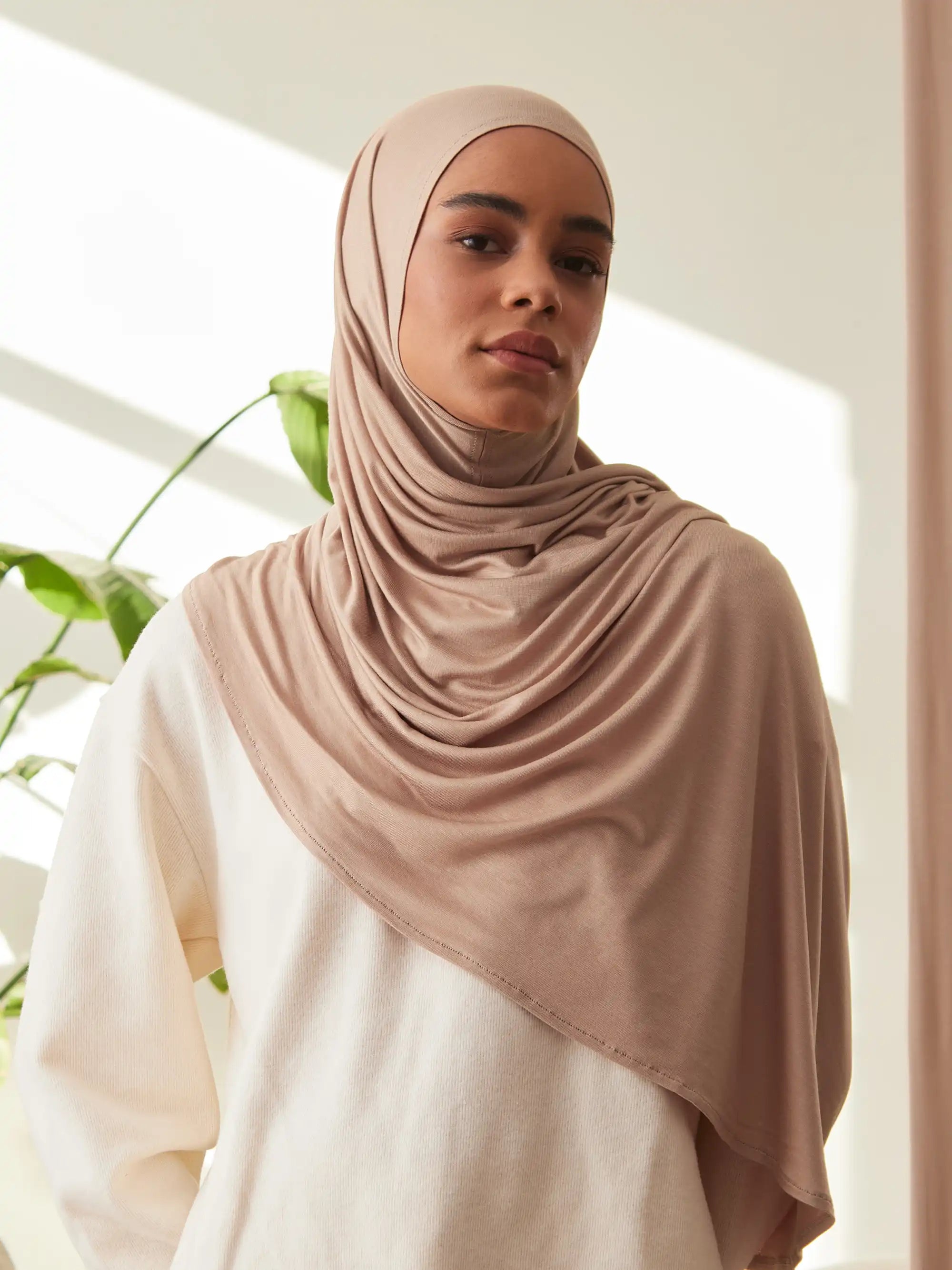 Small Instant Premium Jersey Hijabs - Warm Taupe