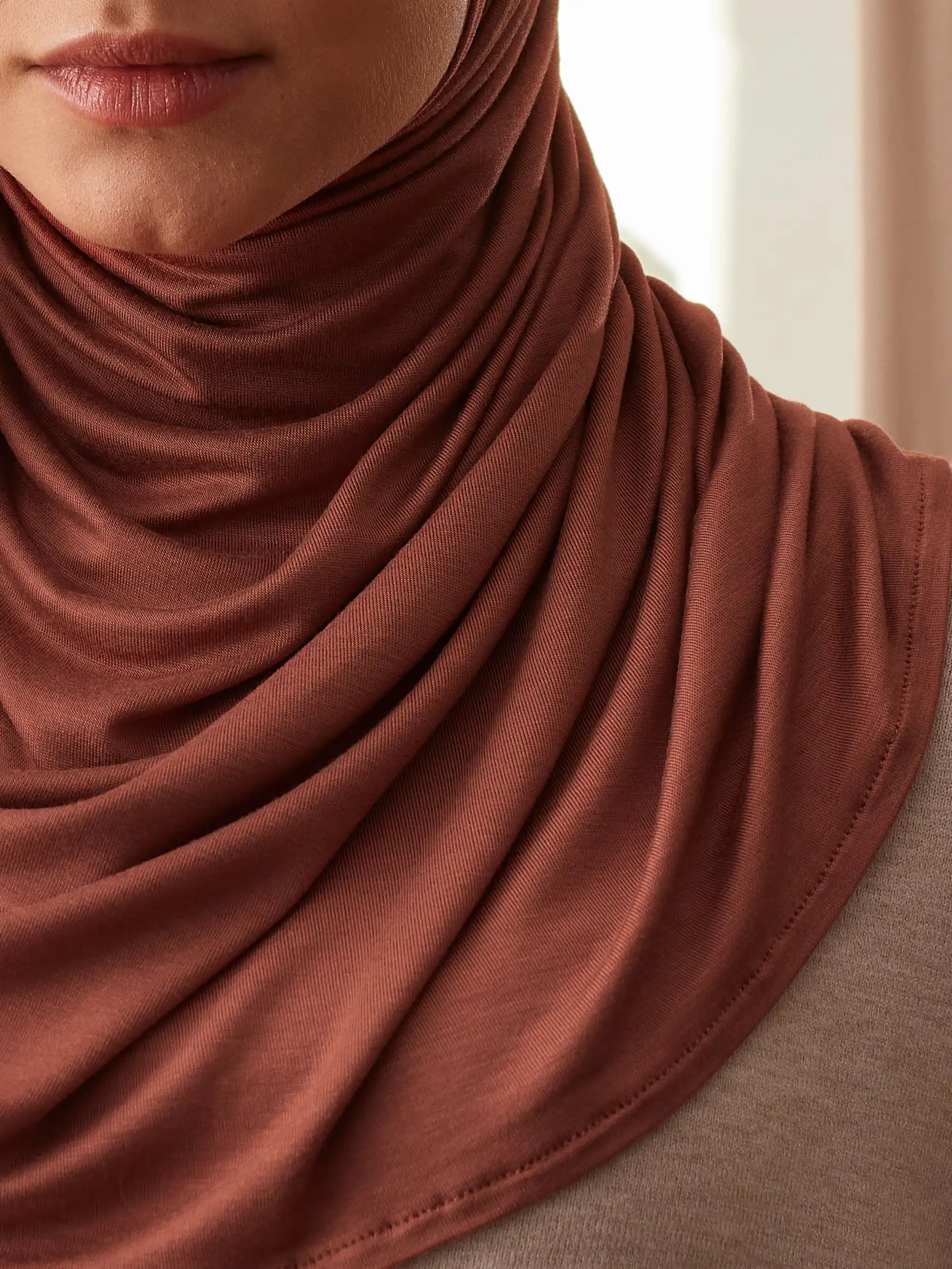 Small Instant Premium Jersey Hijabs - Redwood