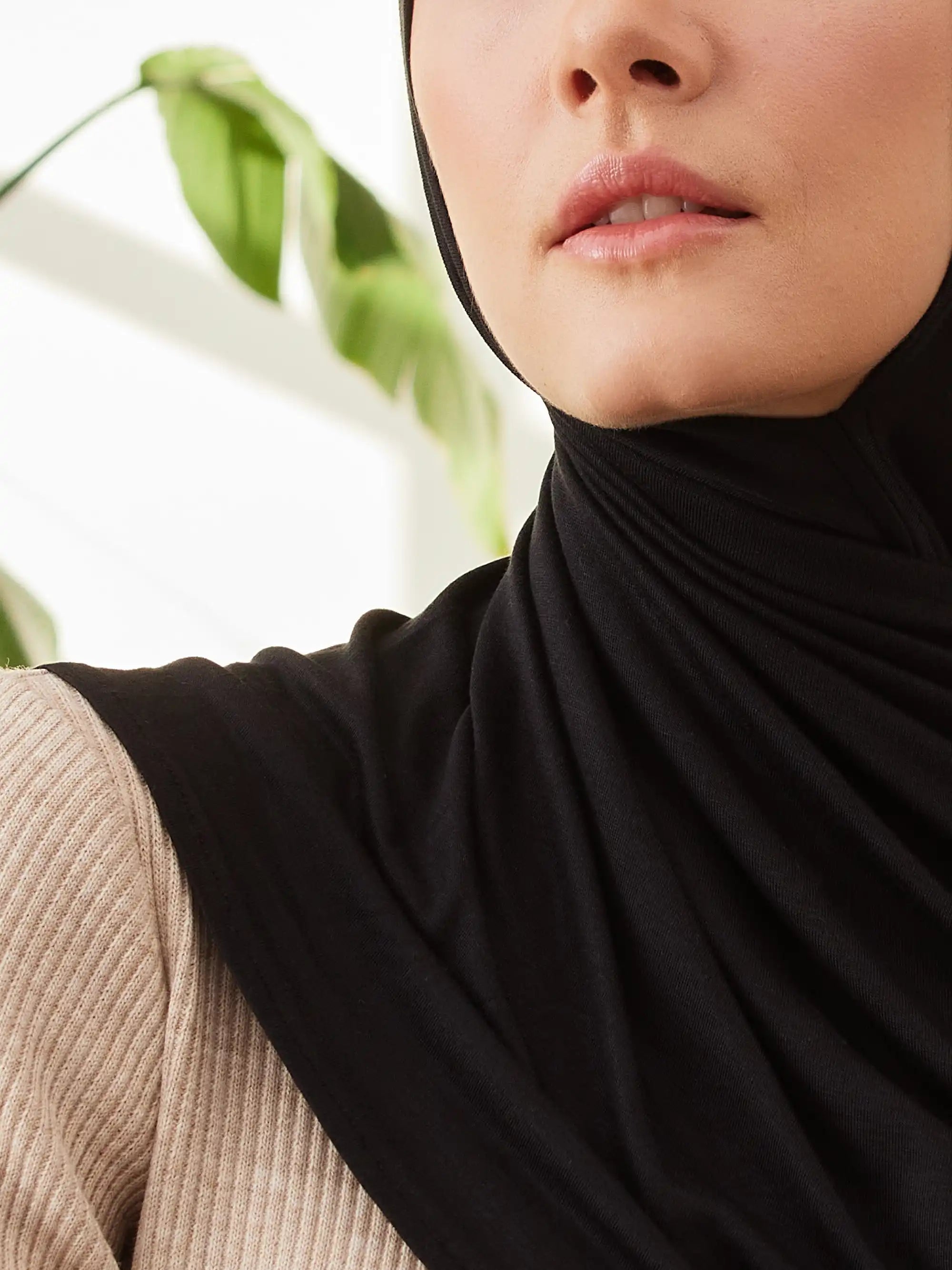 Small Instant Premium Jersey Hijabs - Black