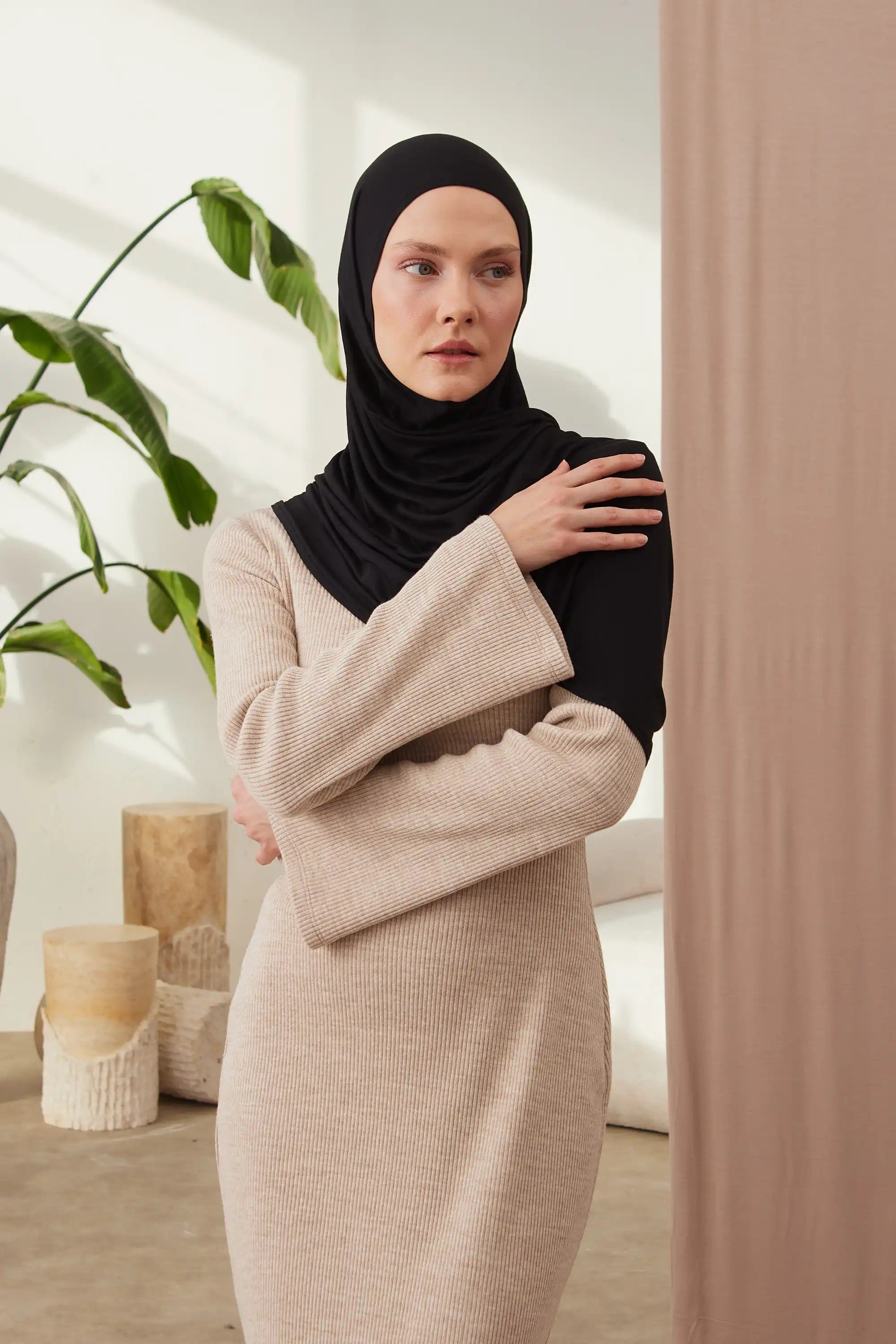 Instant Premium Jersey Hijabs - Black