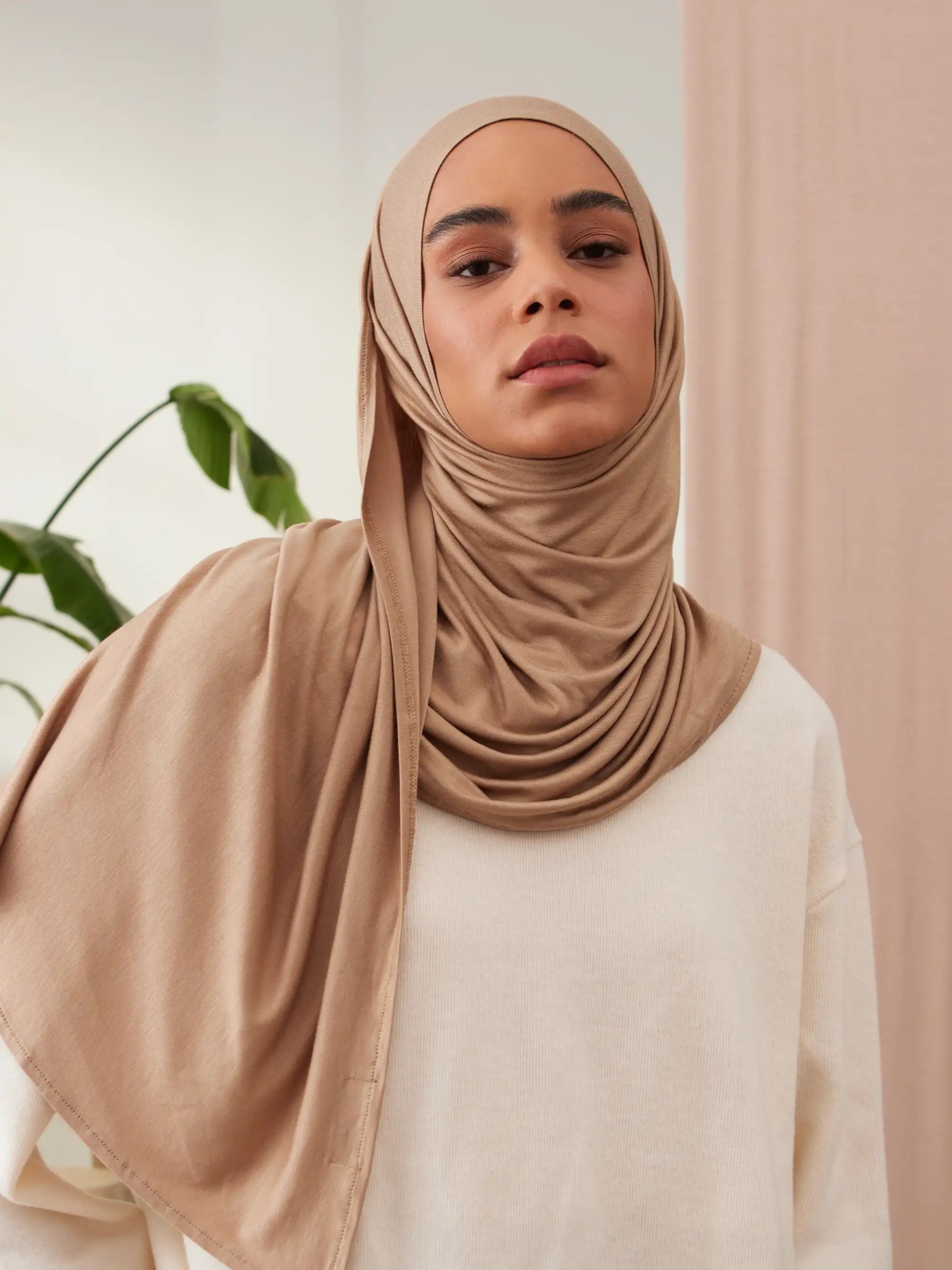 Instant Premium Jersey Hijabs - Tan
