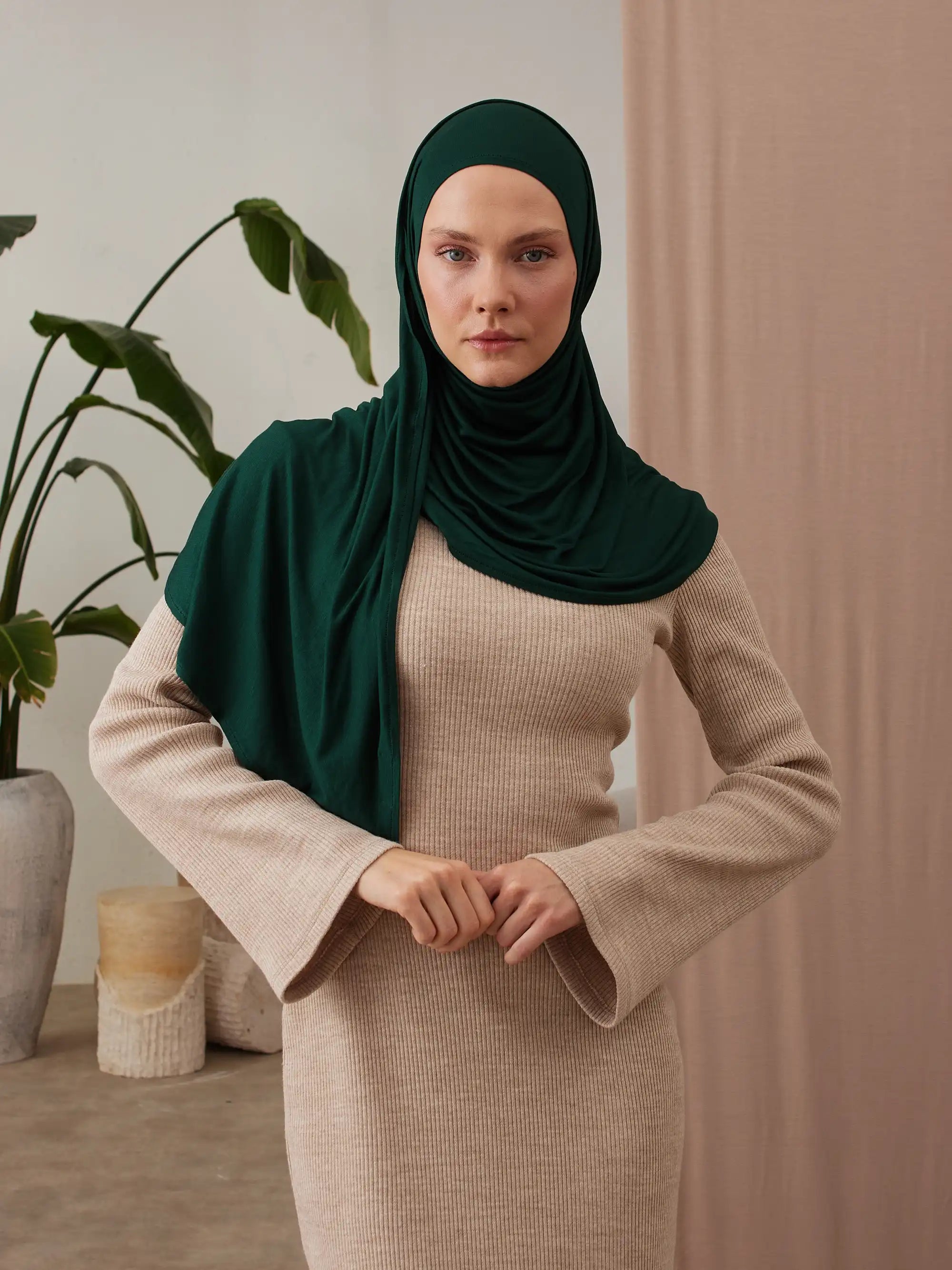 Instant Premium Jersey Hijabs - Pine Green