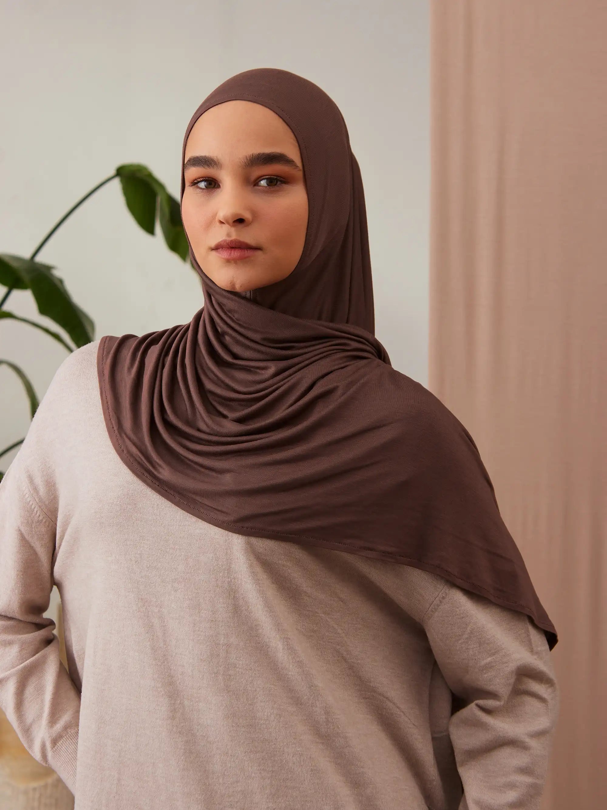 Small Instant Premium Jersey Hijabs - Mocha