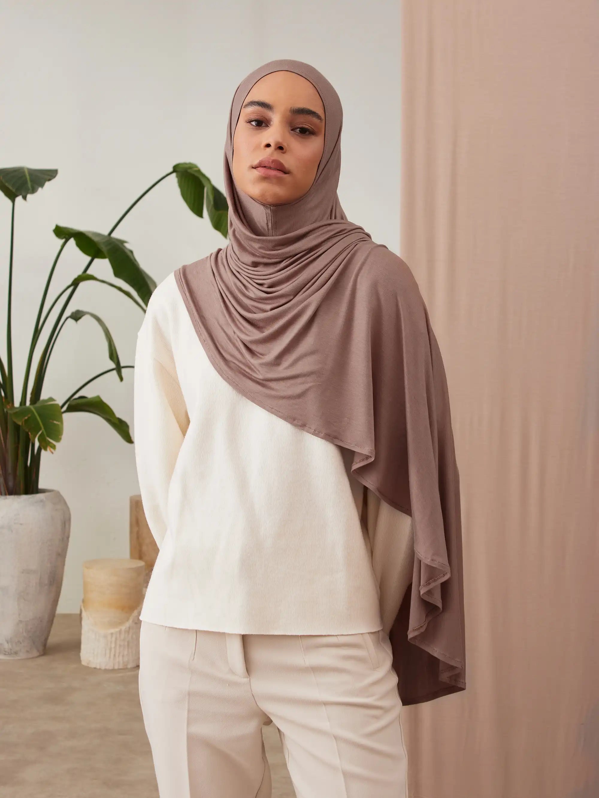 Instant Premium Jersey Hijabs - Mocha Mousse