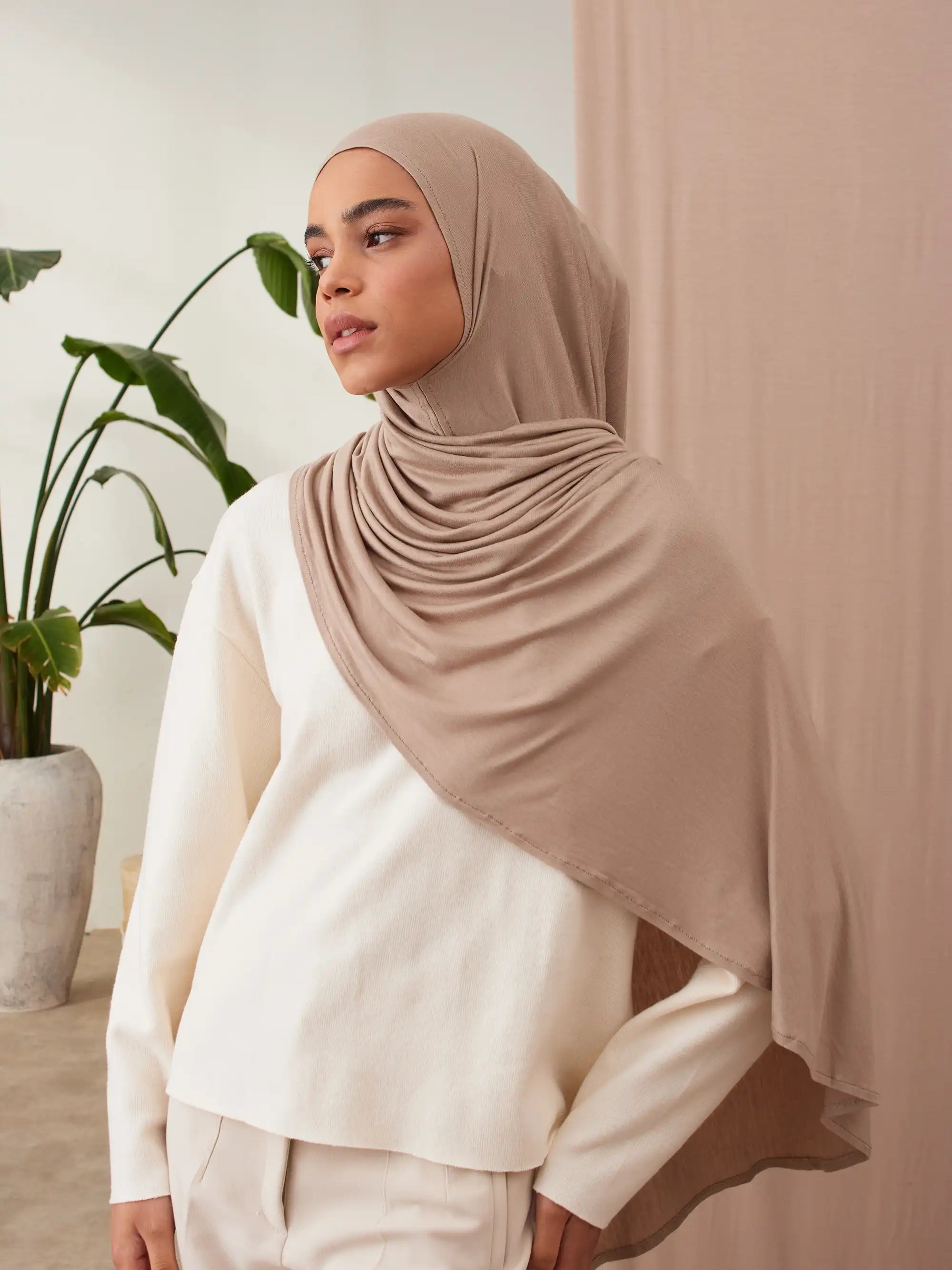 Small Instant Premium Jersey Hijabs - Warm Sand