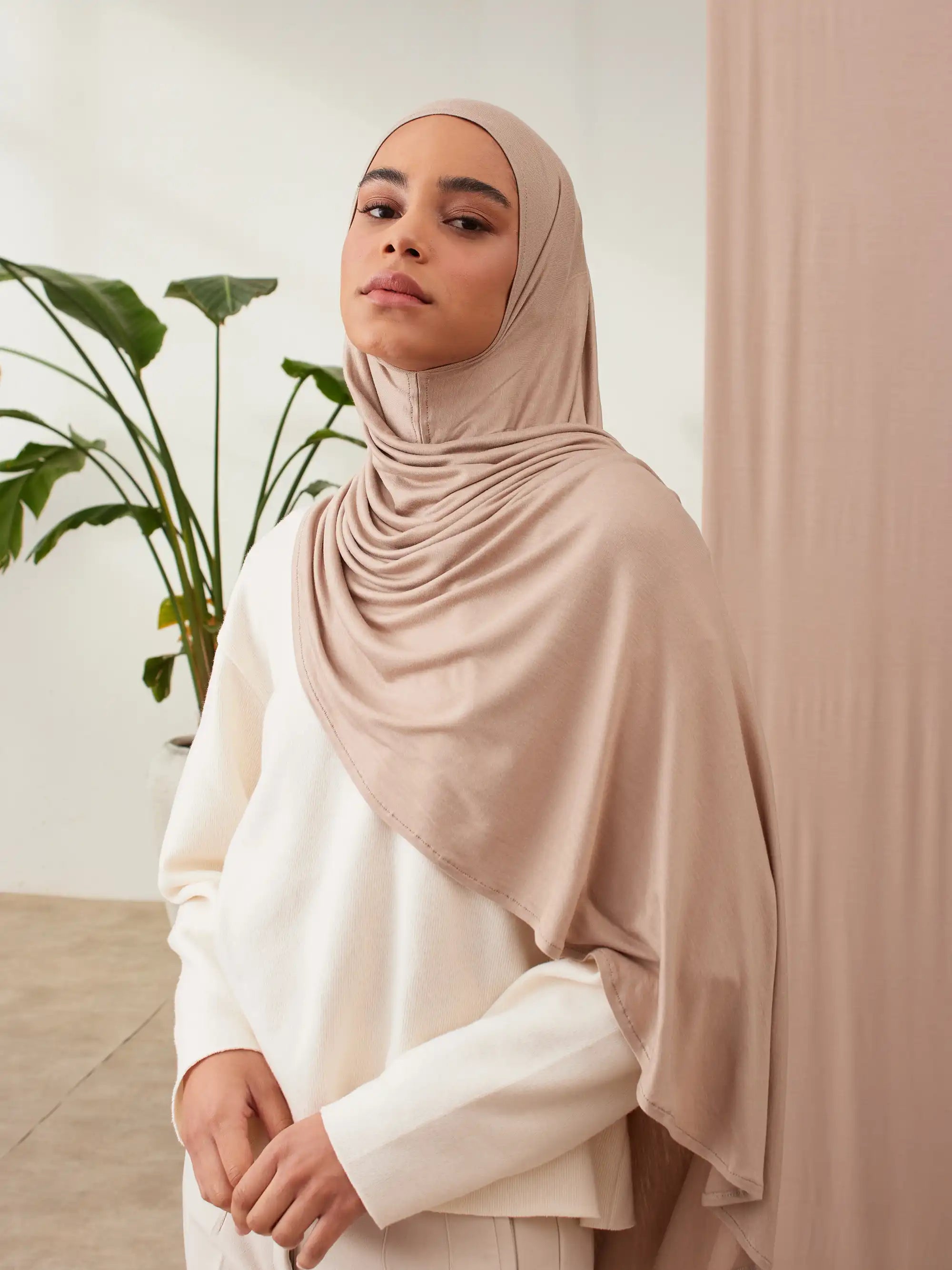 Small Instant Premium Jersey Hijabs - Warm Sand