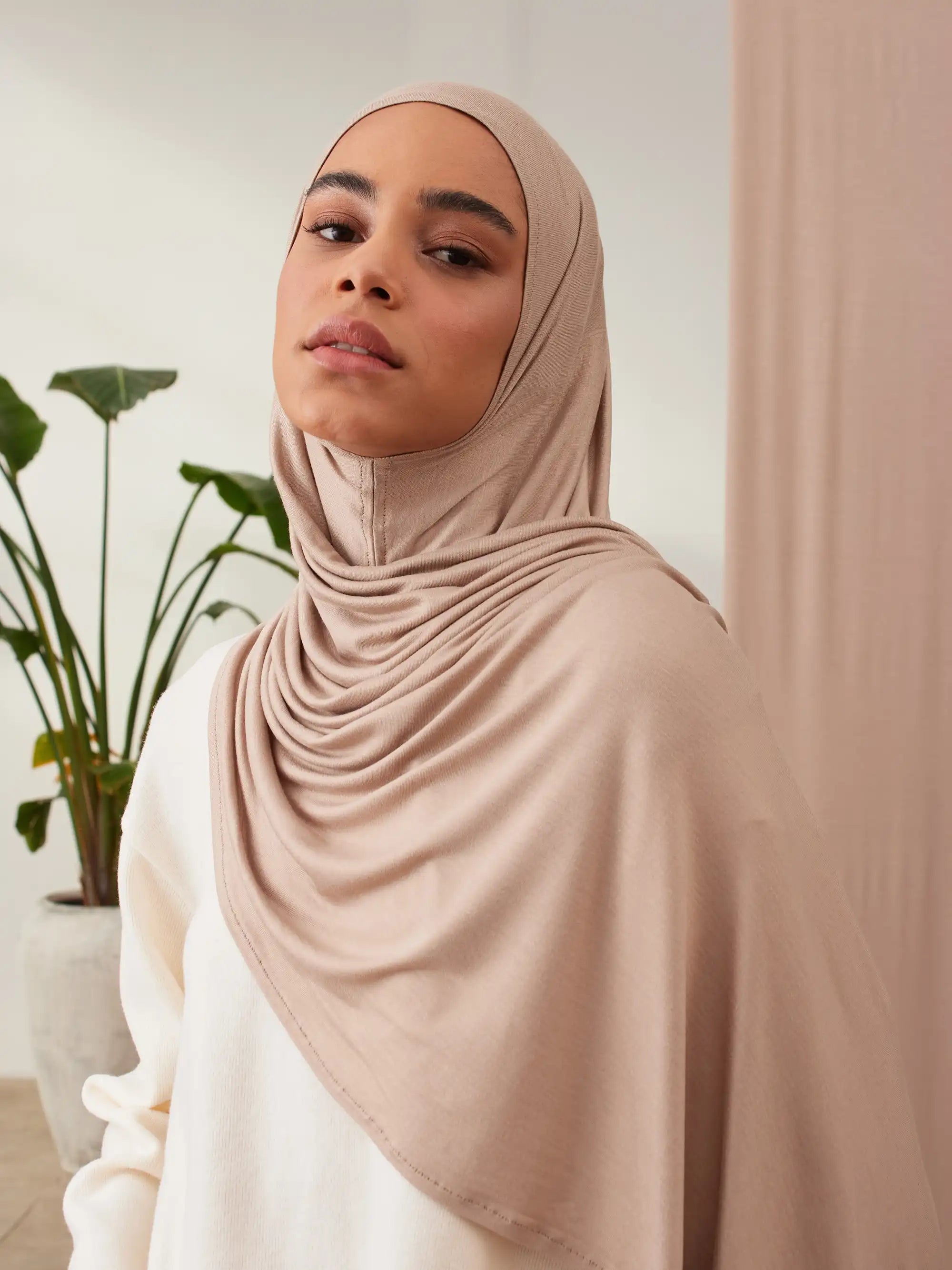 Small Instant Premium Jersey Hijabs - Warm Sand