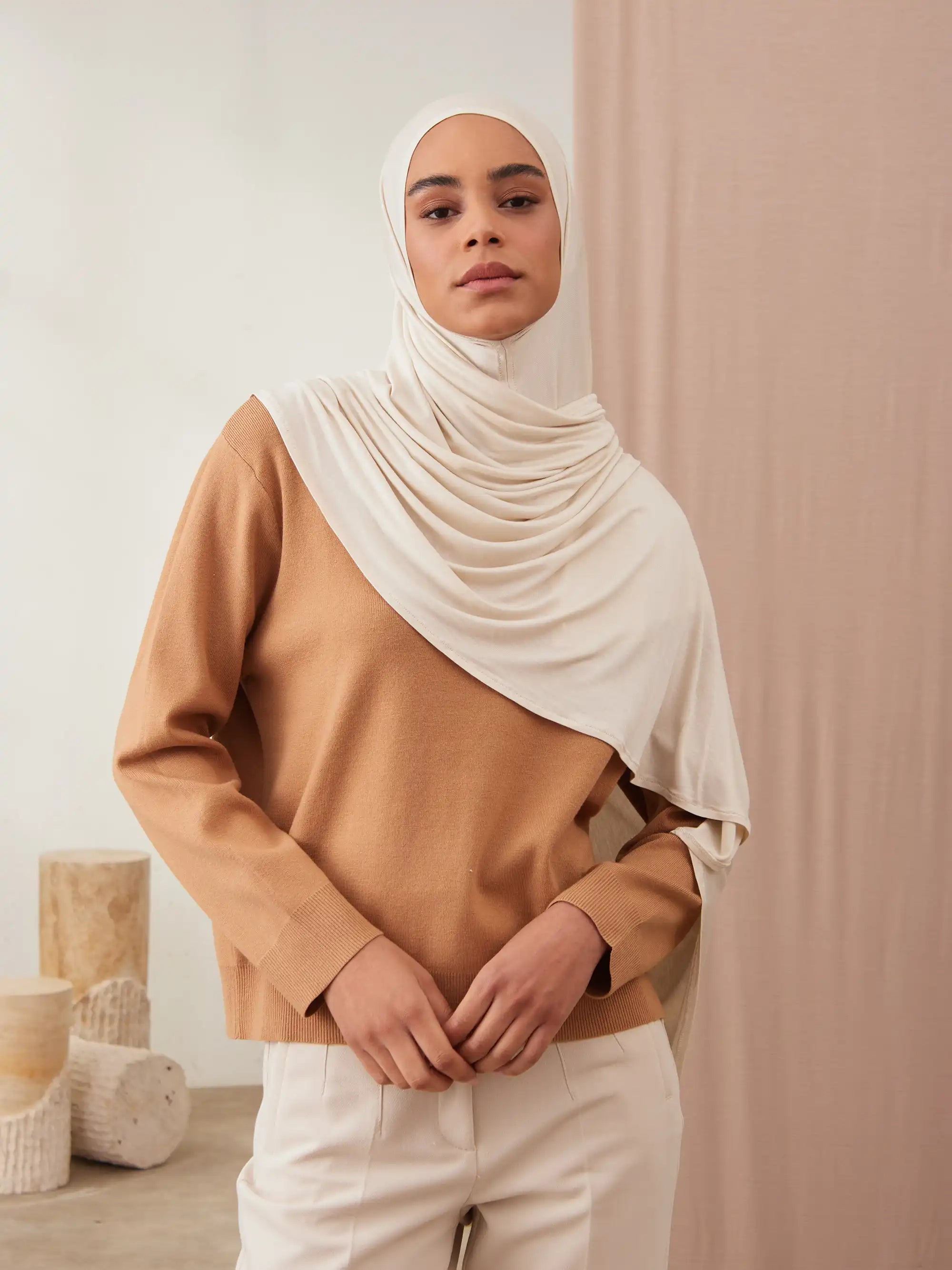 Small Instant Premium Jersey Hijabs - Off White