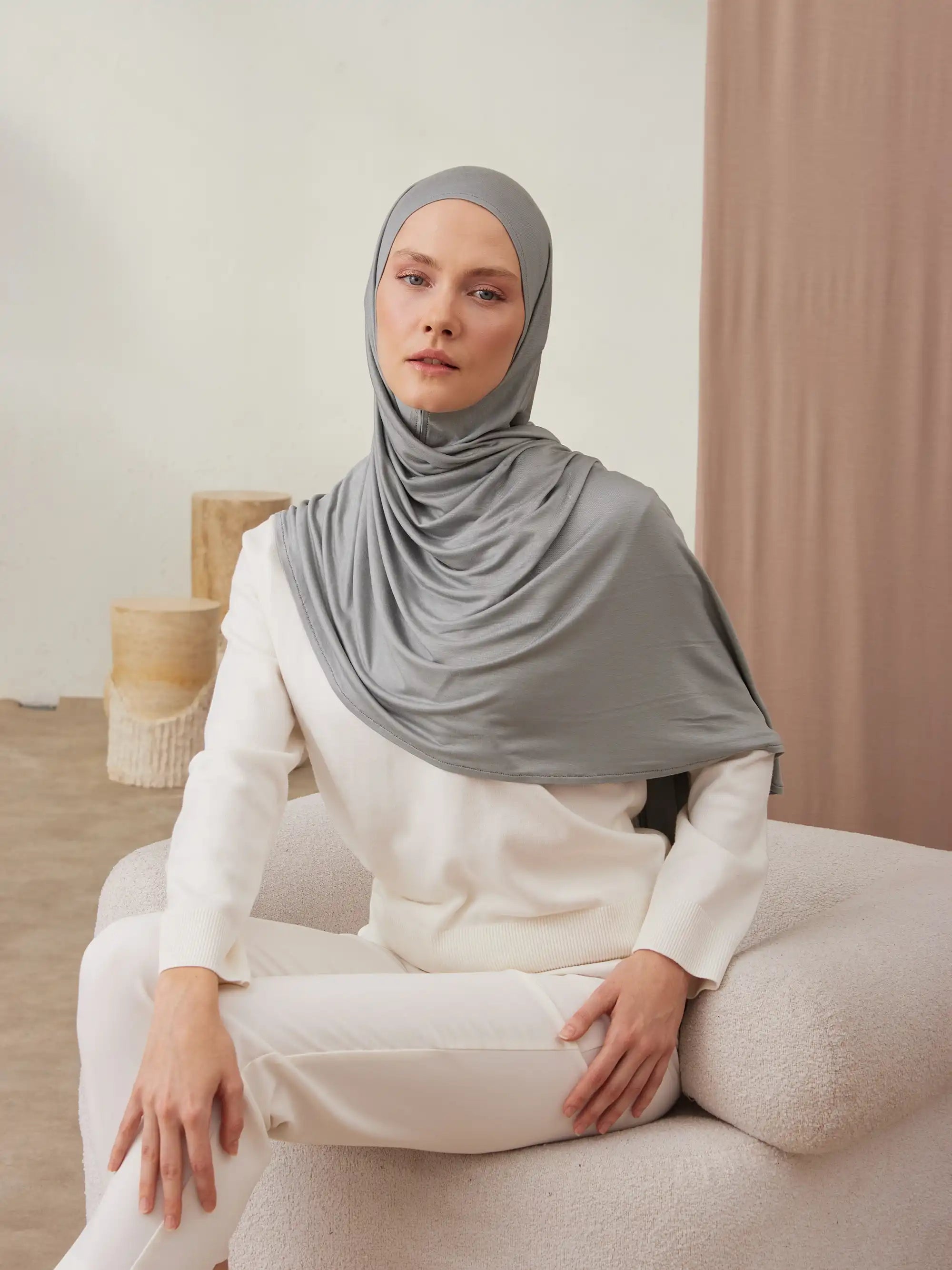 Instant Premium Jersey Hijabs - Gray Green