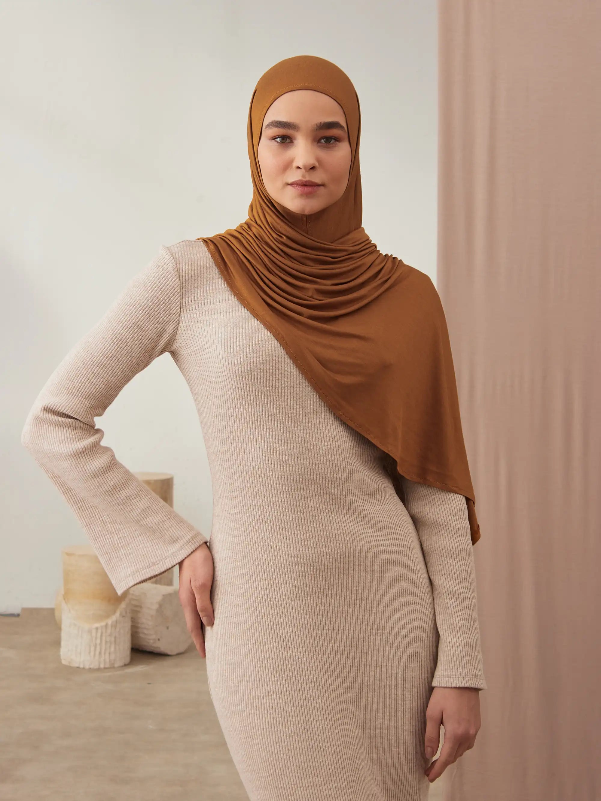 Small Instant Premium Jersey Hijabs - Bronze