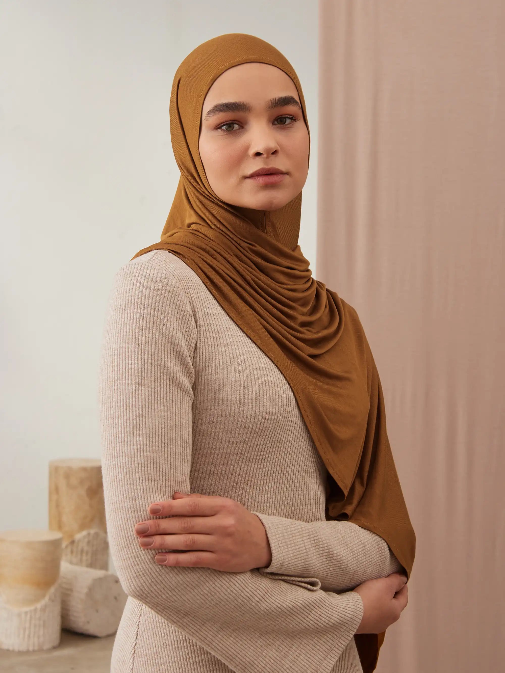 Small Instant Premium Jersey Hijabs - Bronze
