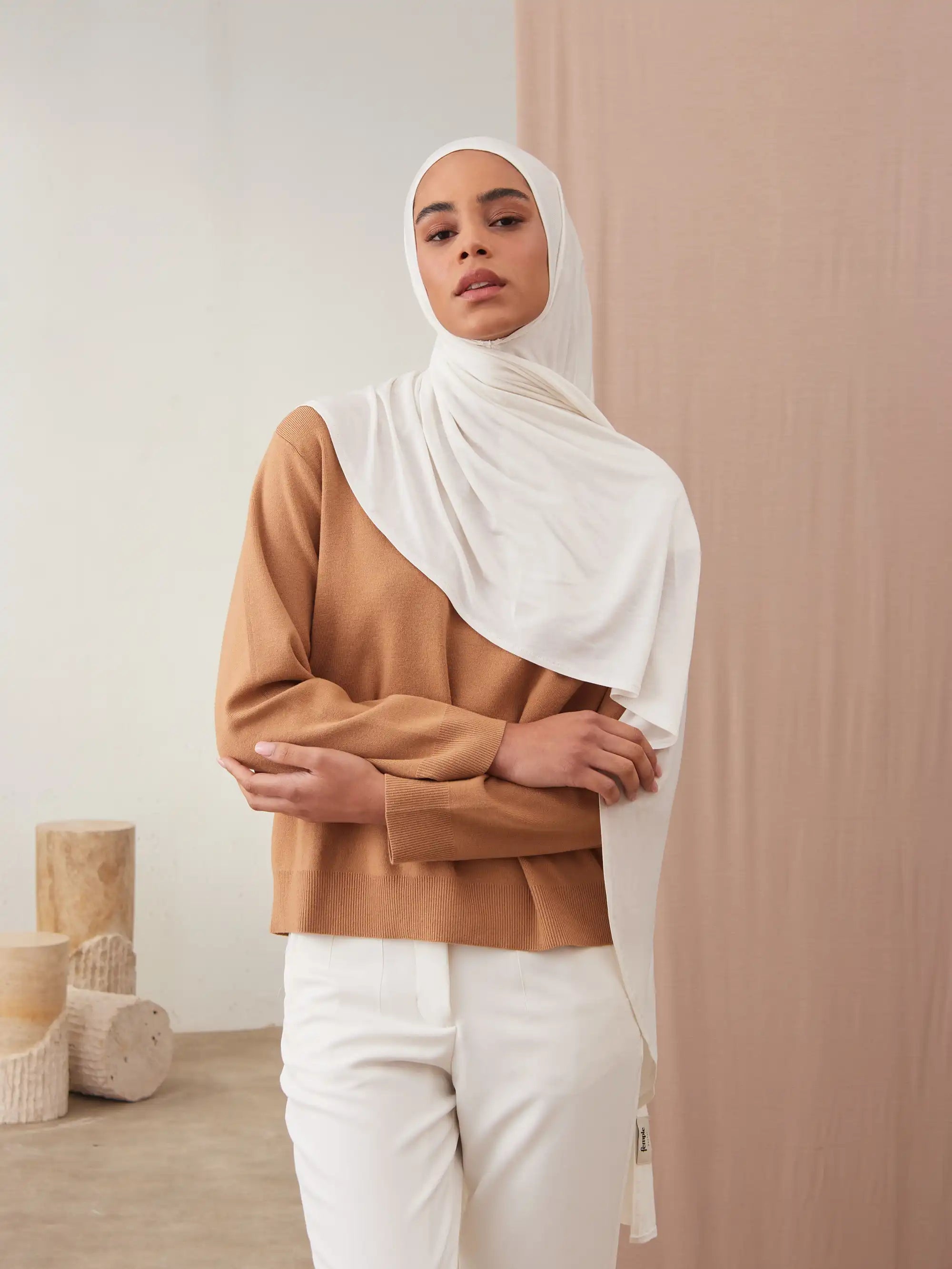 Instant Premium Jersey Hijabs - Ivory