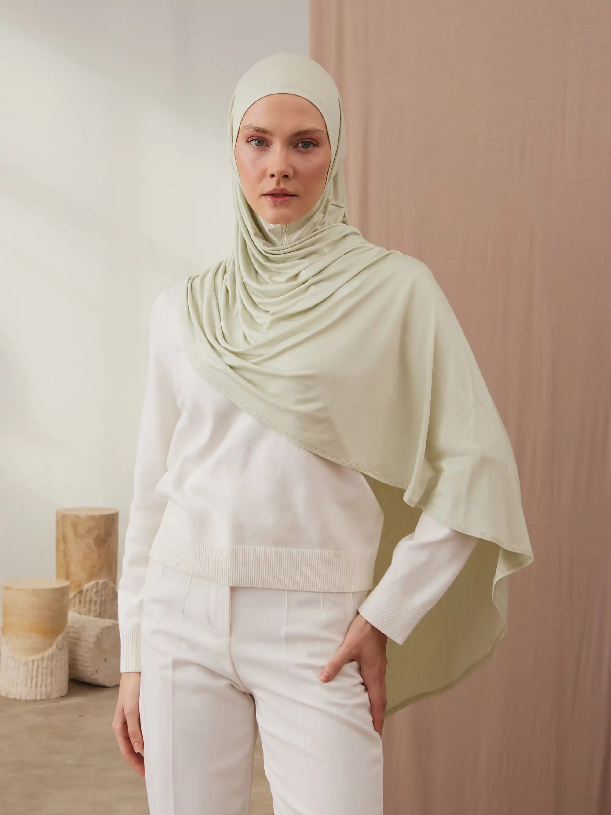 Small Instant Premium Jersey Hijabs - Lime Cream