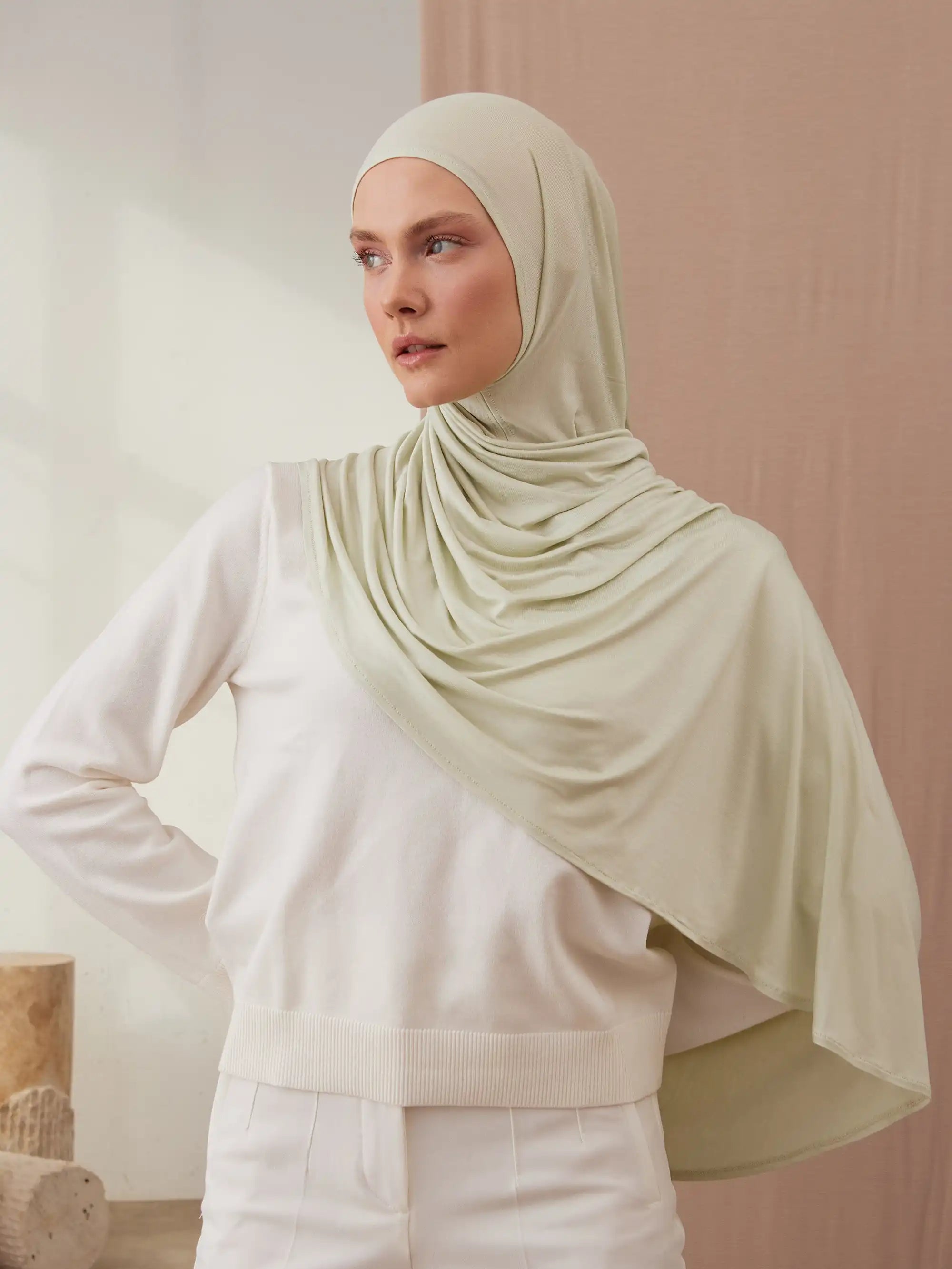 Small Instant Premium Jersey Hijabs - Lime Cream