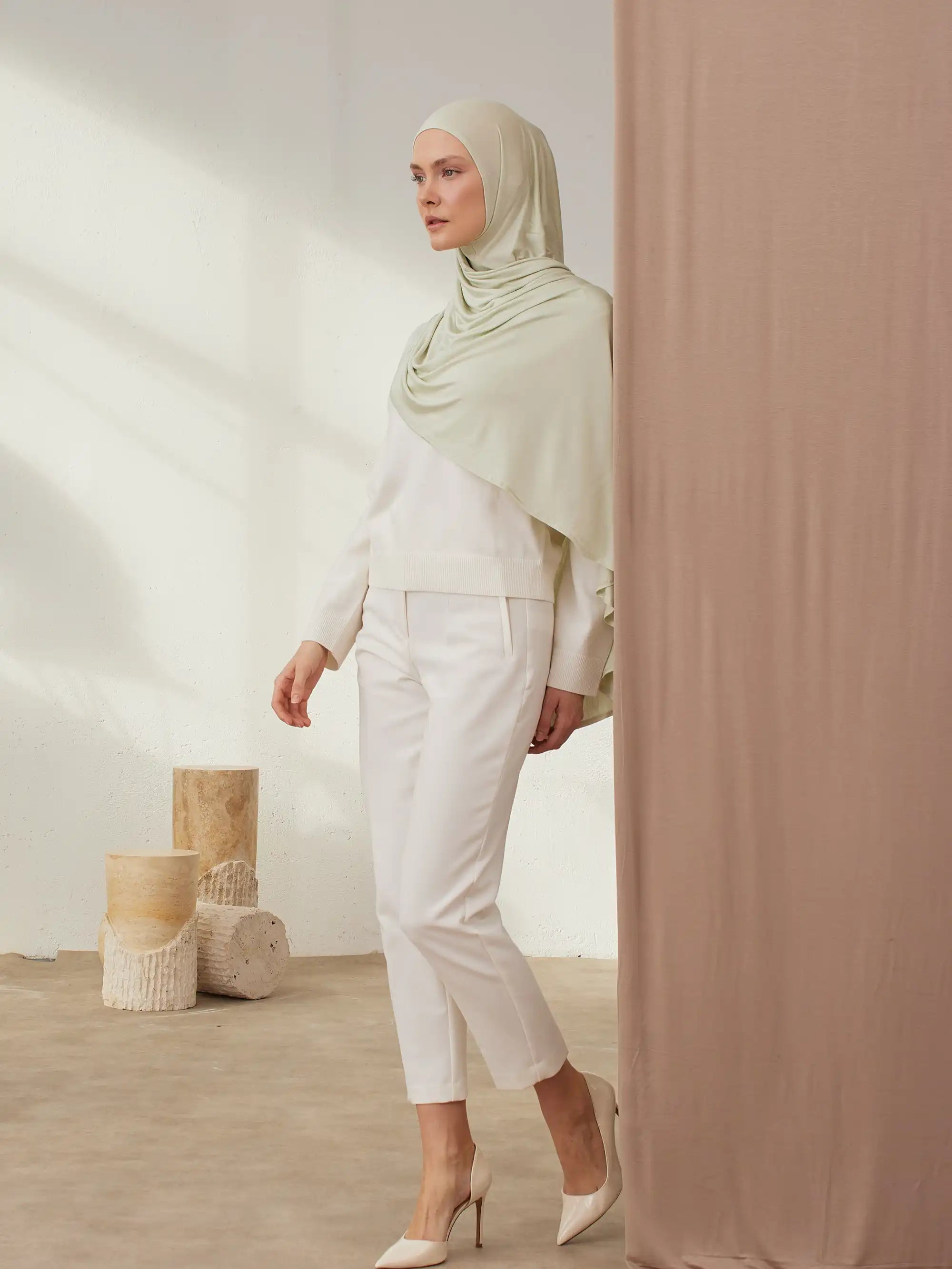 Small Instant Premium Jersey Hijabs - Lime Cream