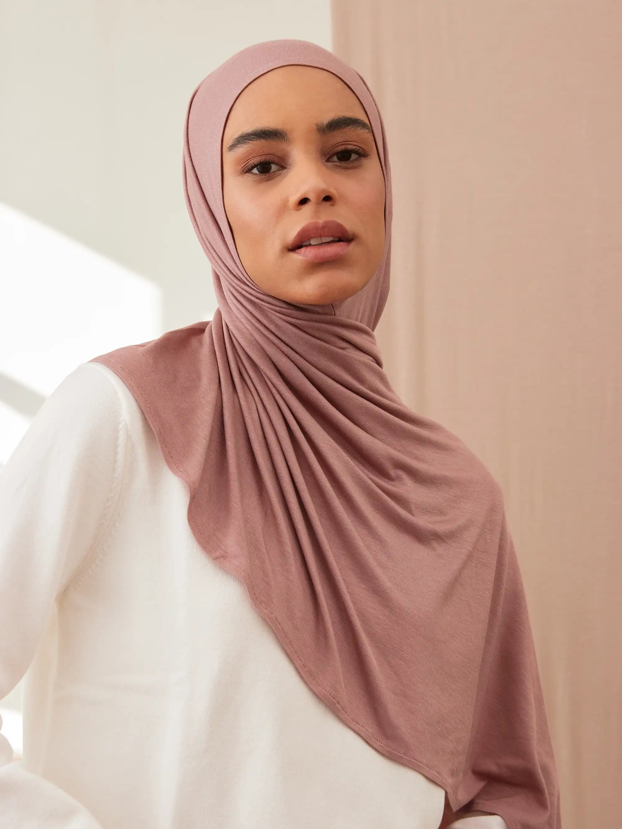 Small Instant Premium Jersey Hijabs - Dusty Rose