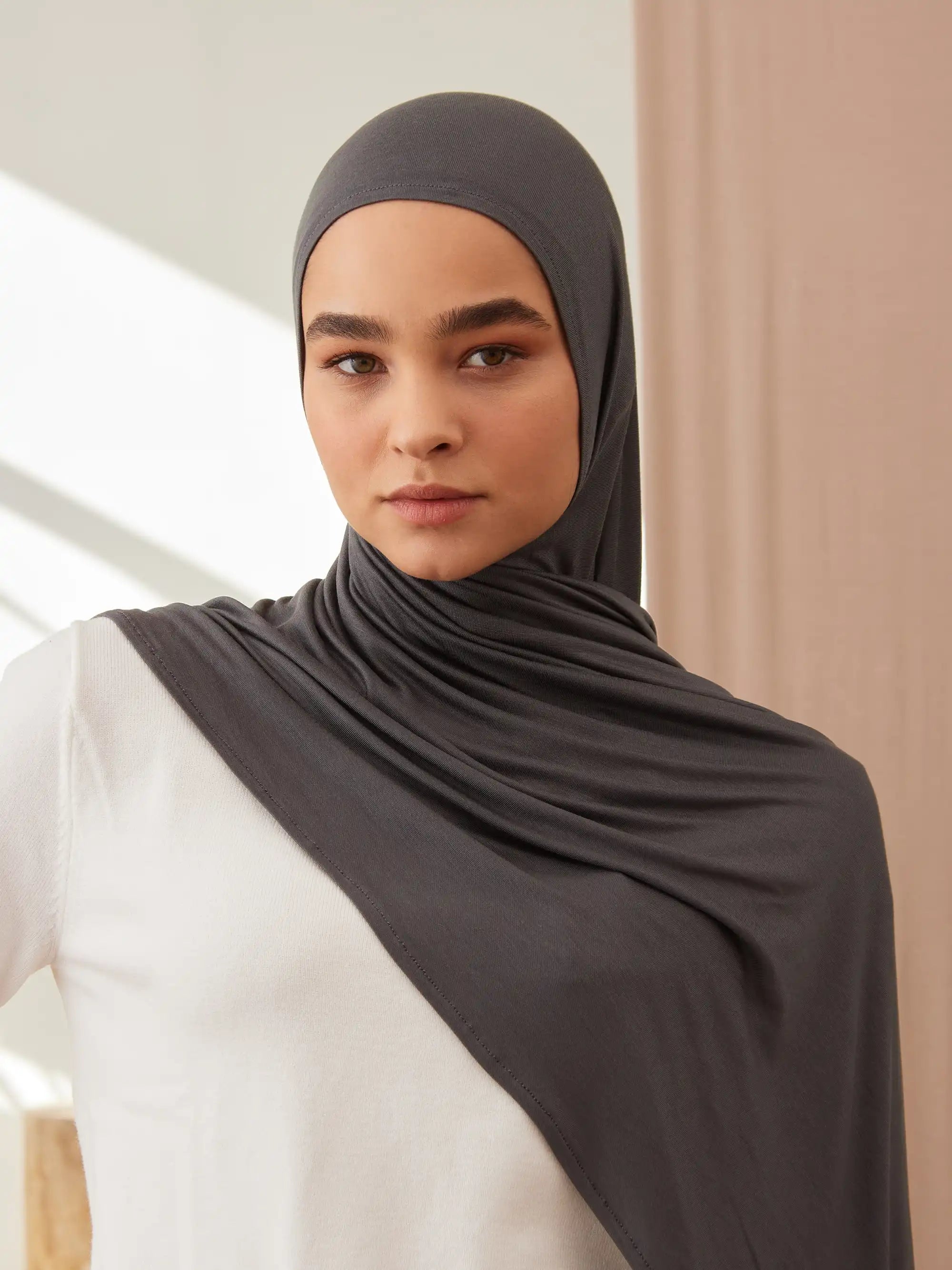 Instant Premium Jersey Hijabs - Dark Grey