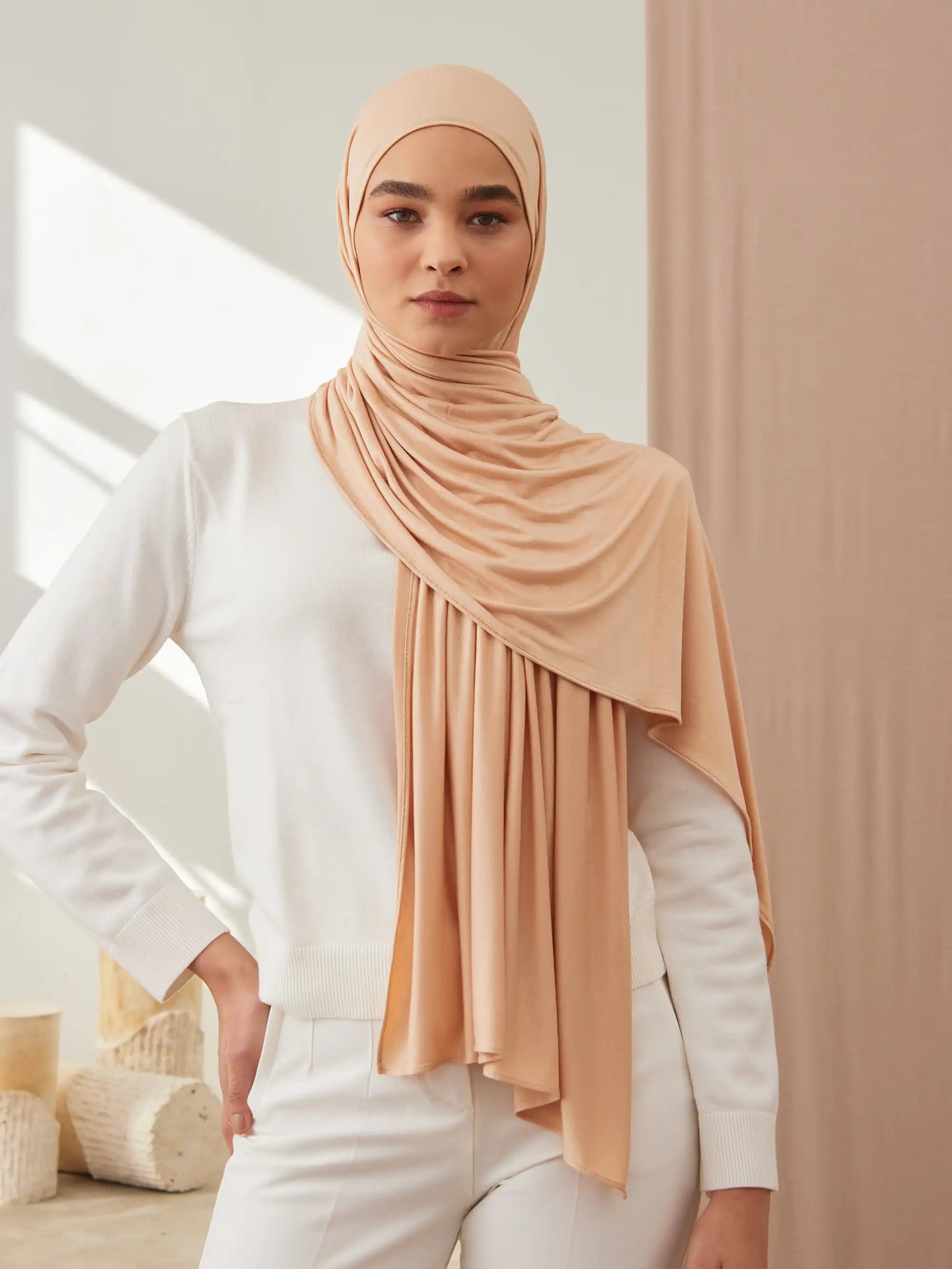 Small Premium Jersey Hijab - Beach Sand
