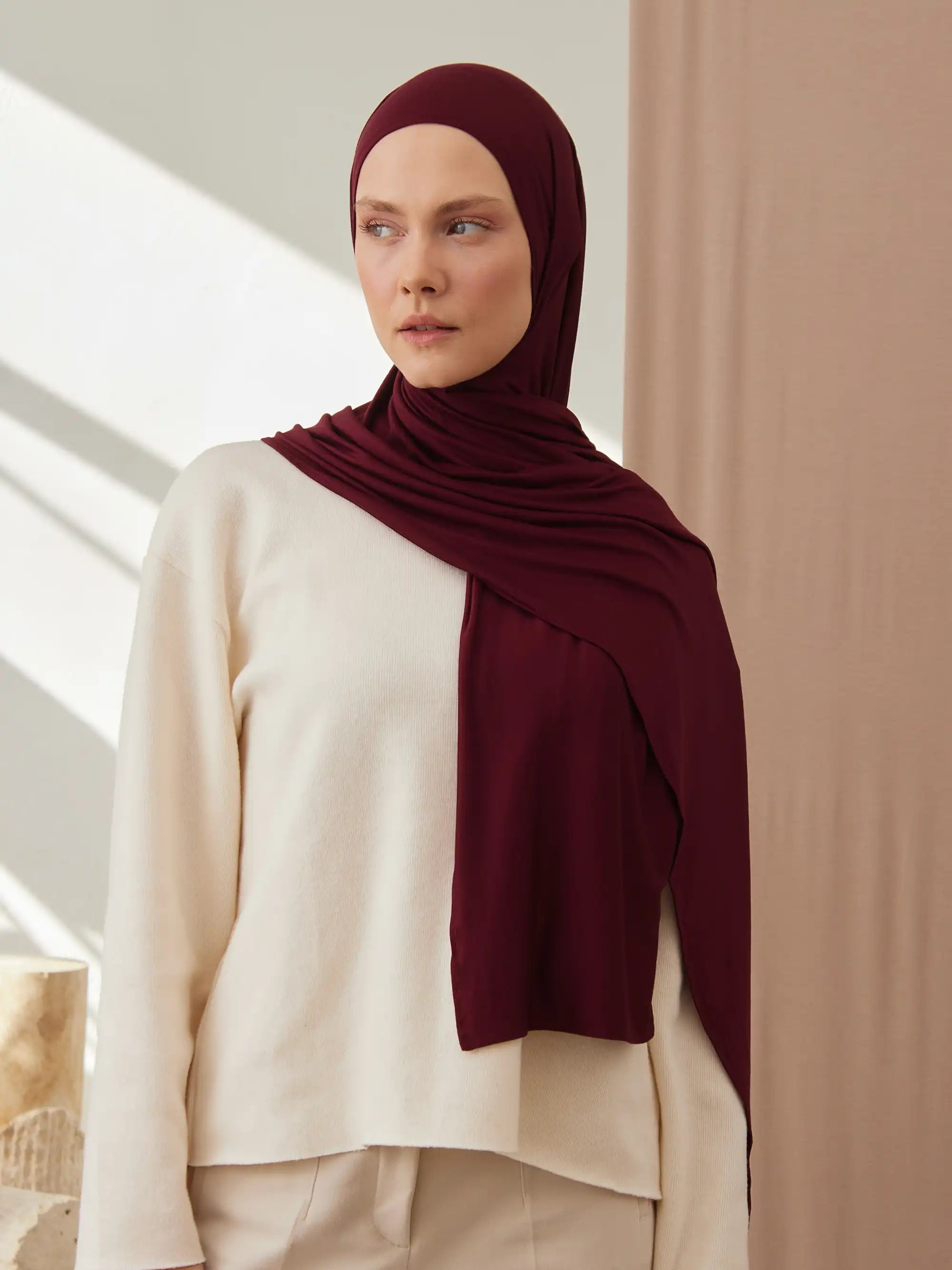Premium Jersey Hijab - Burgundy