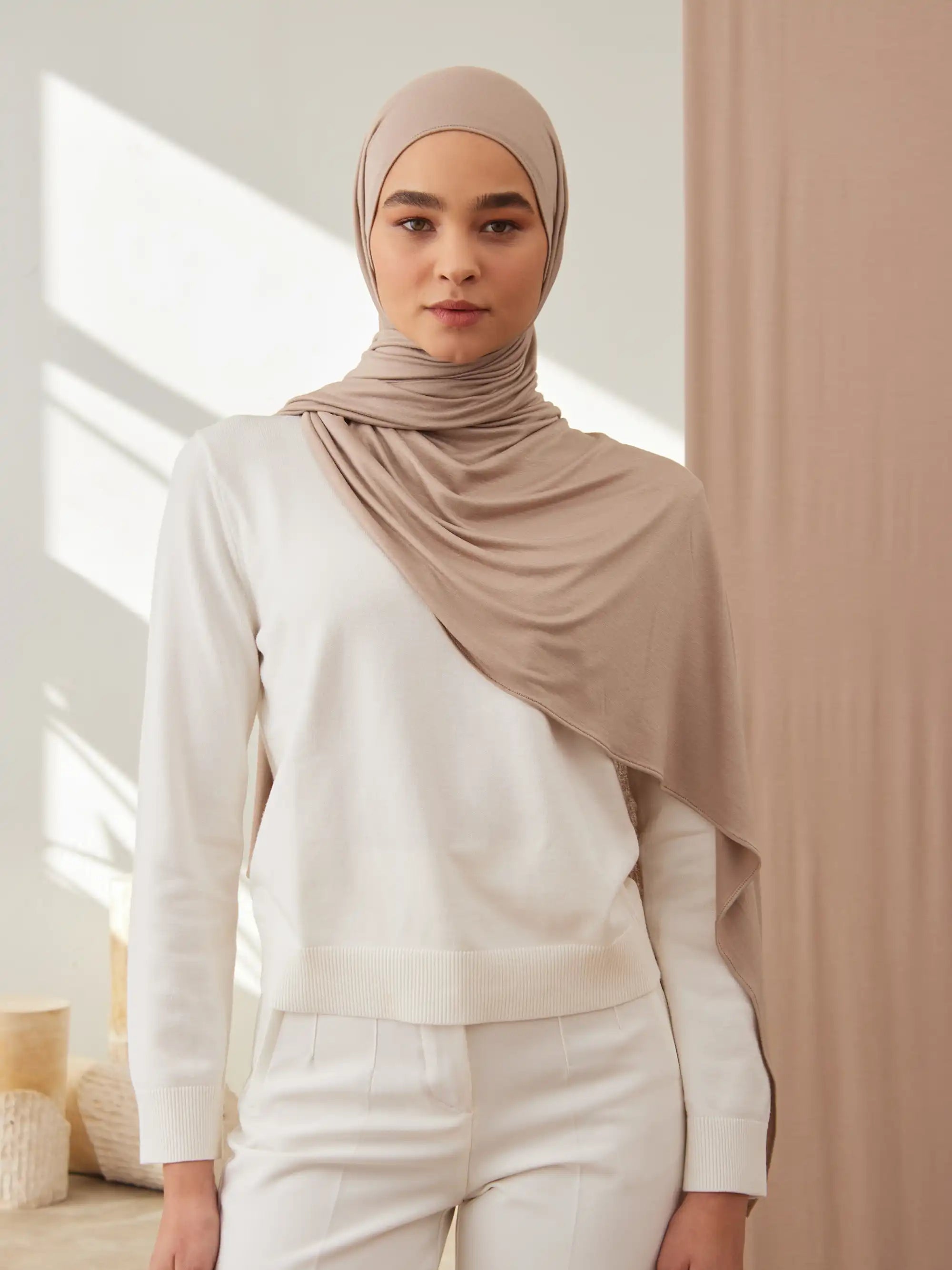 Small Premium Jersey Hijab - Warm Sand