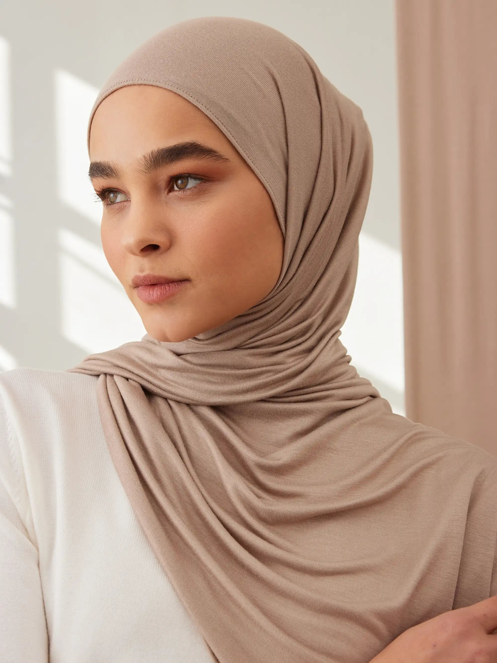 Small Premium Jersey Hijab - Warm Sand