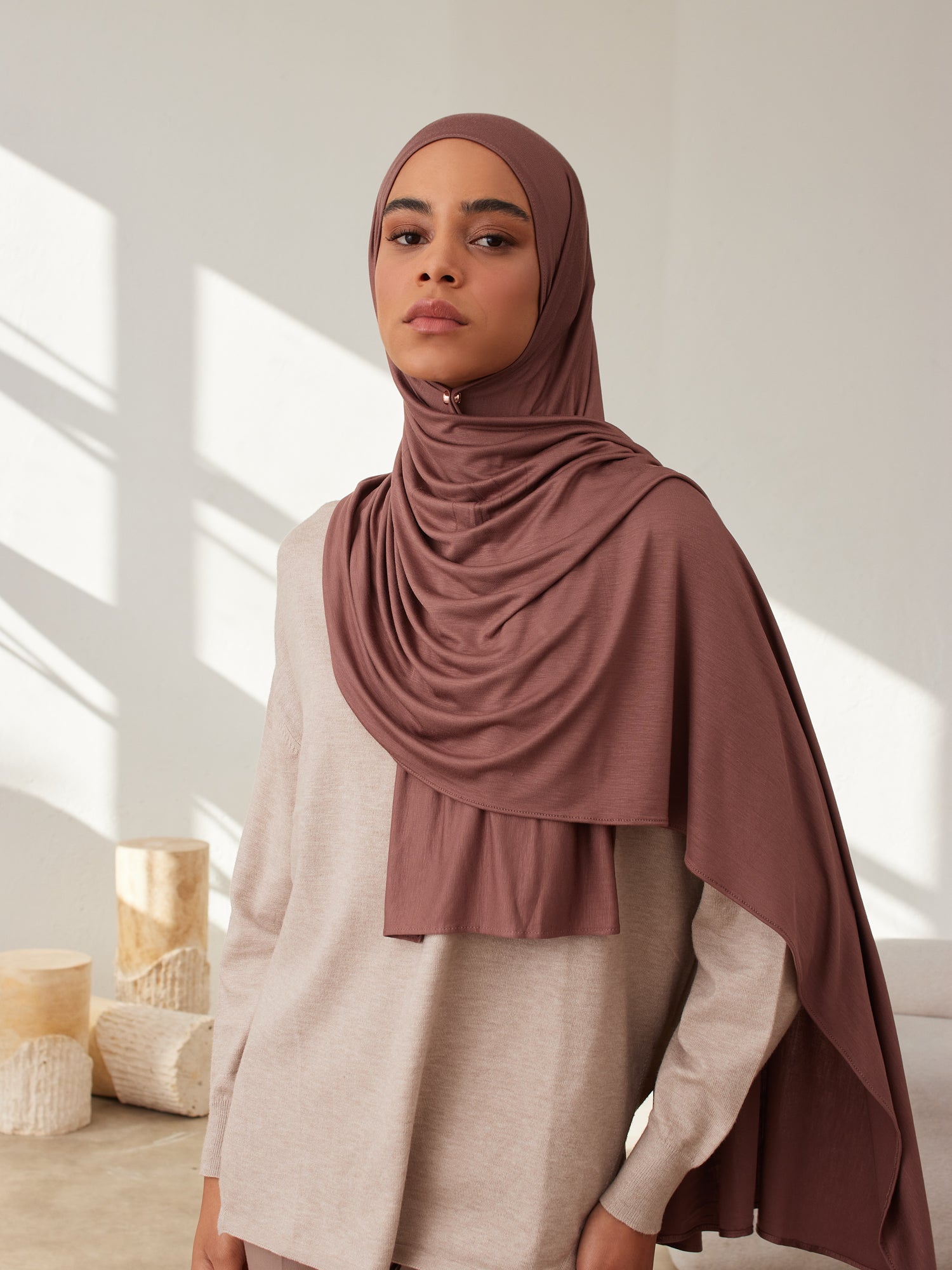 Small Premium Jersey Hijab - Cappucino