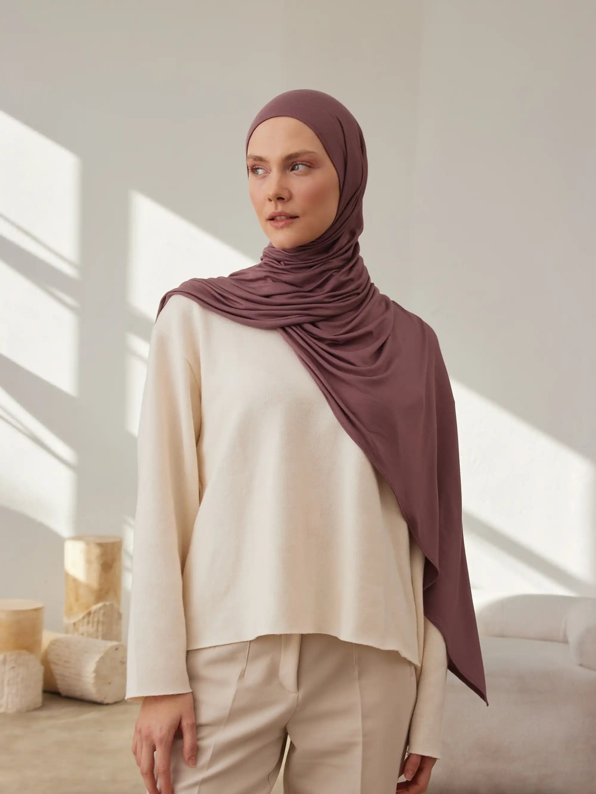 Small Premium Jersey Hijab - Rose Taupe