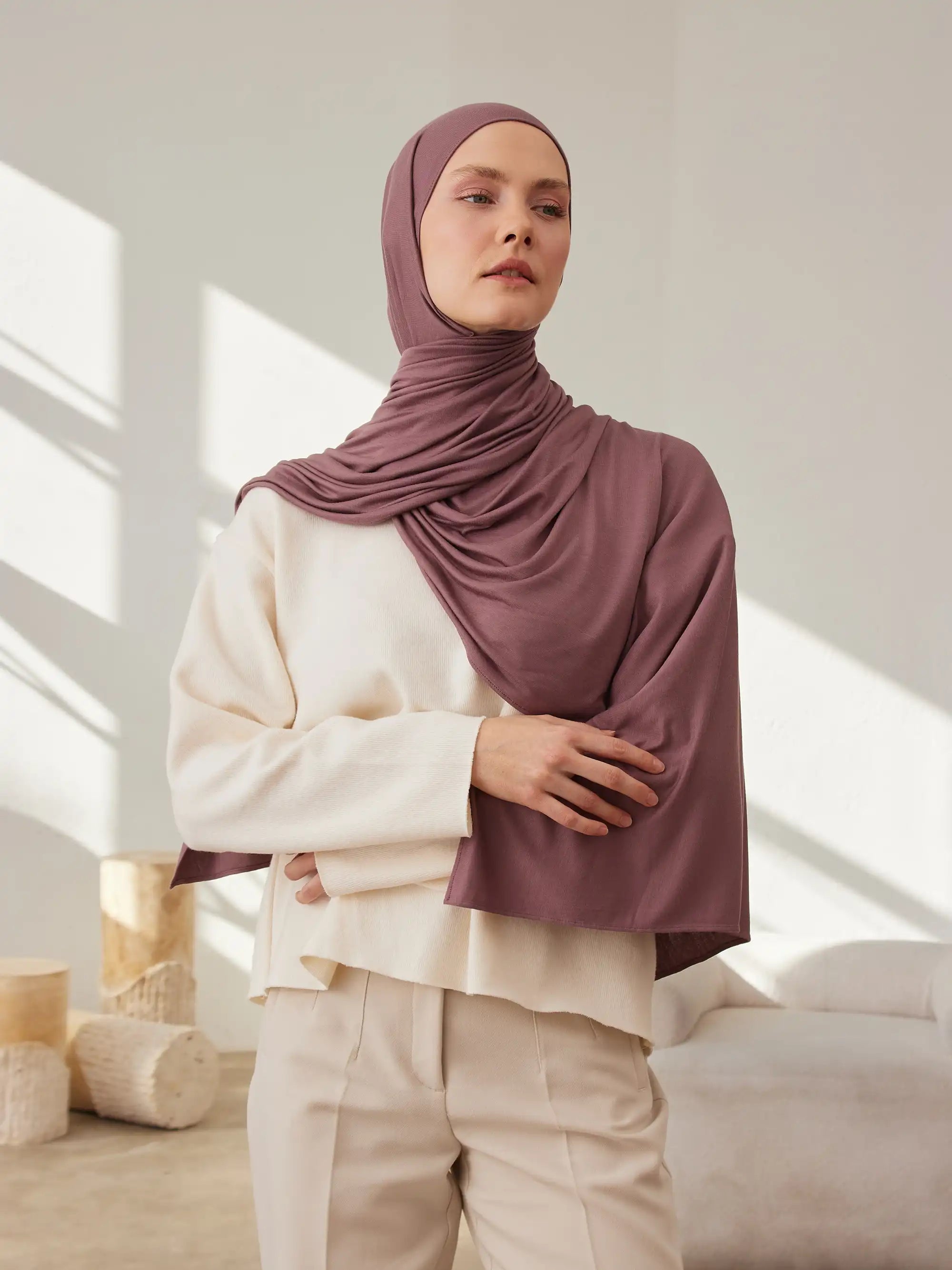 Small Premium Jersey Hijab - Rose Taupe