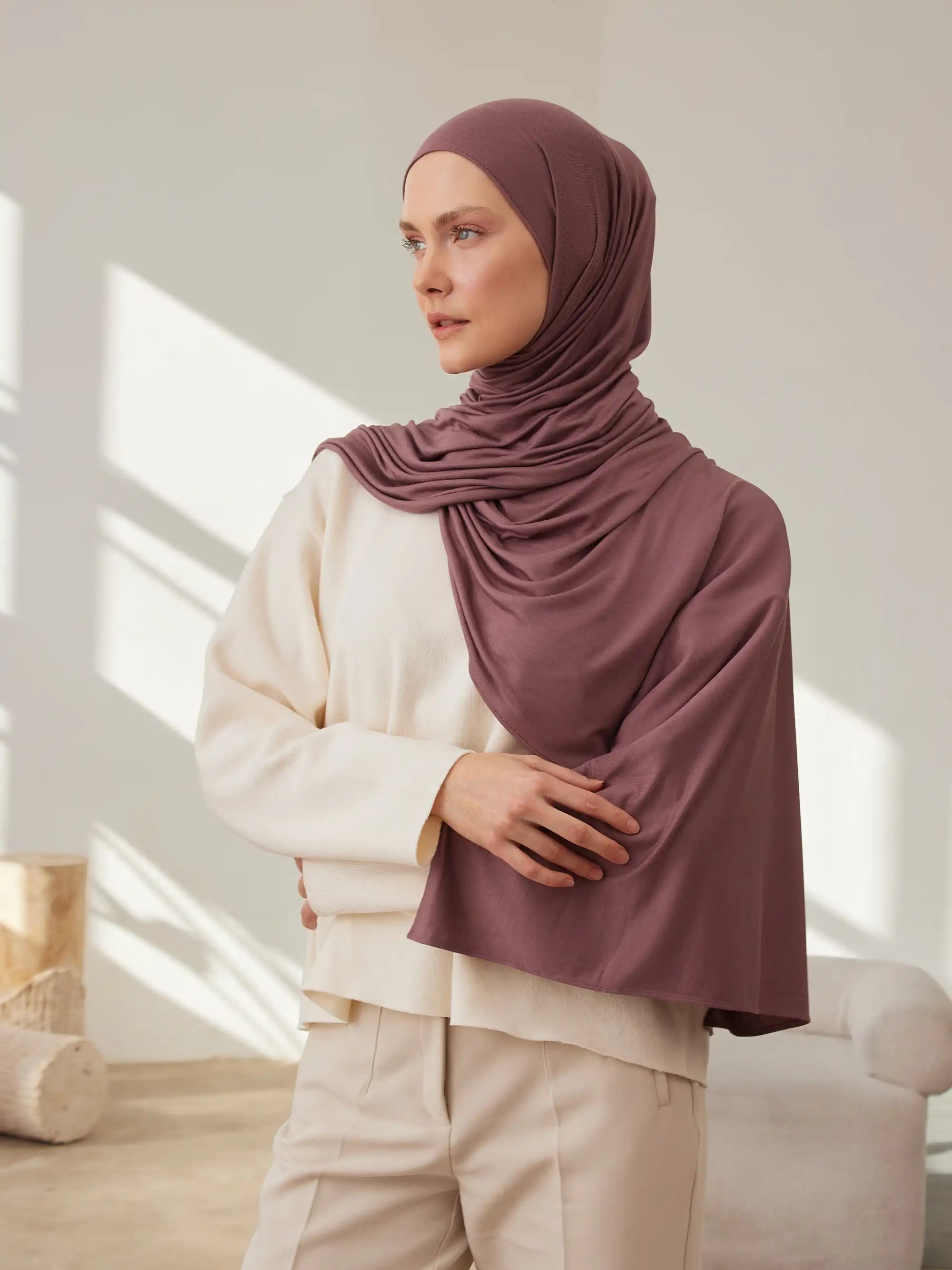Small Premium Jersey Hijab - Rose Taupe