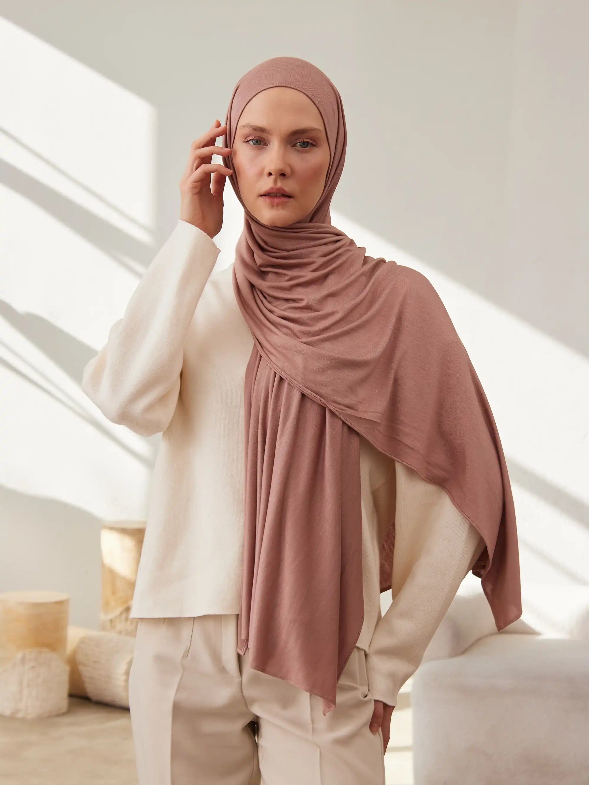 Premium Jersey Hijab - Dusty Rose