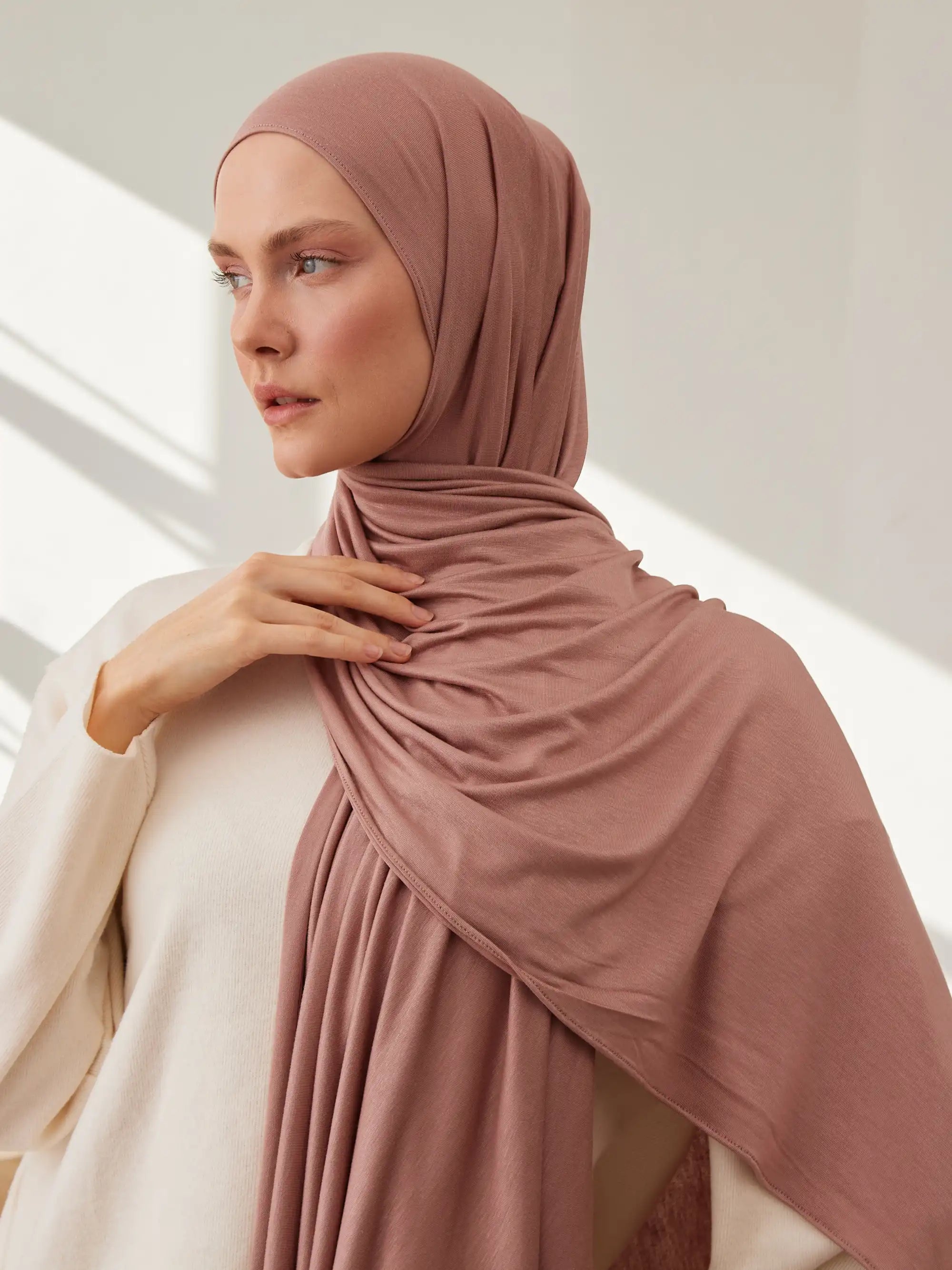 Small Premium Jersey Hijab - Dusty Rose