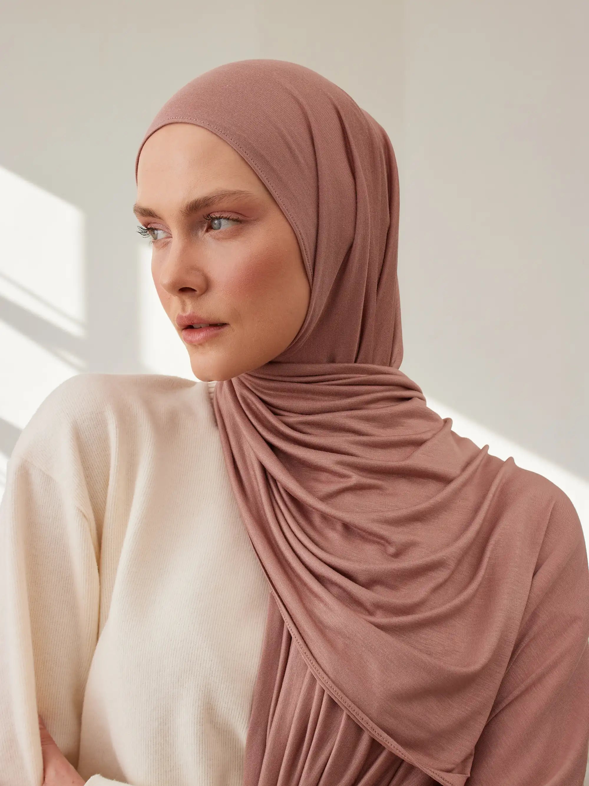 Small Premium Jersey Hijab - Dusty Rose