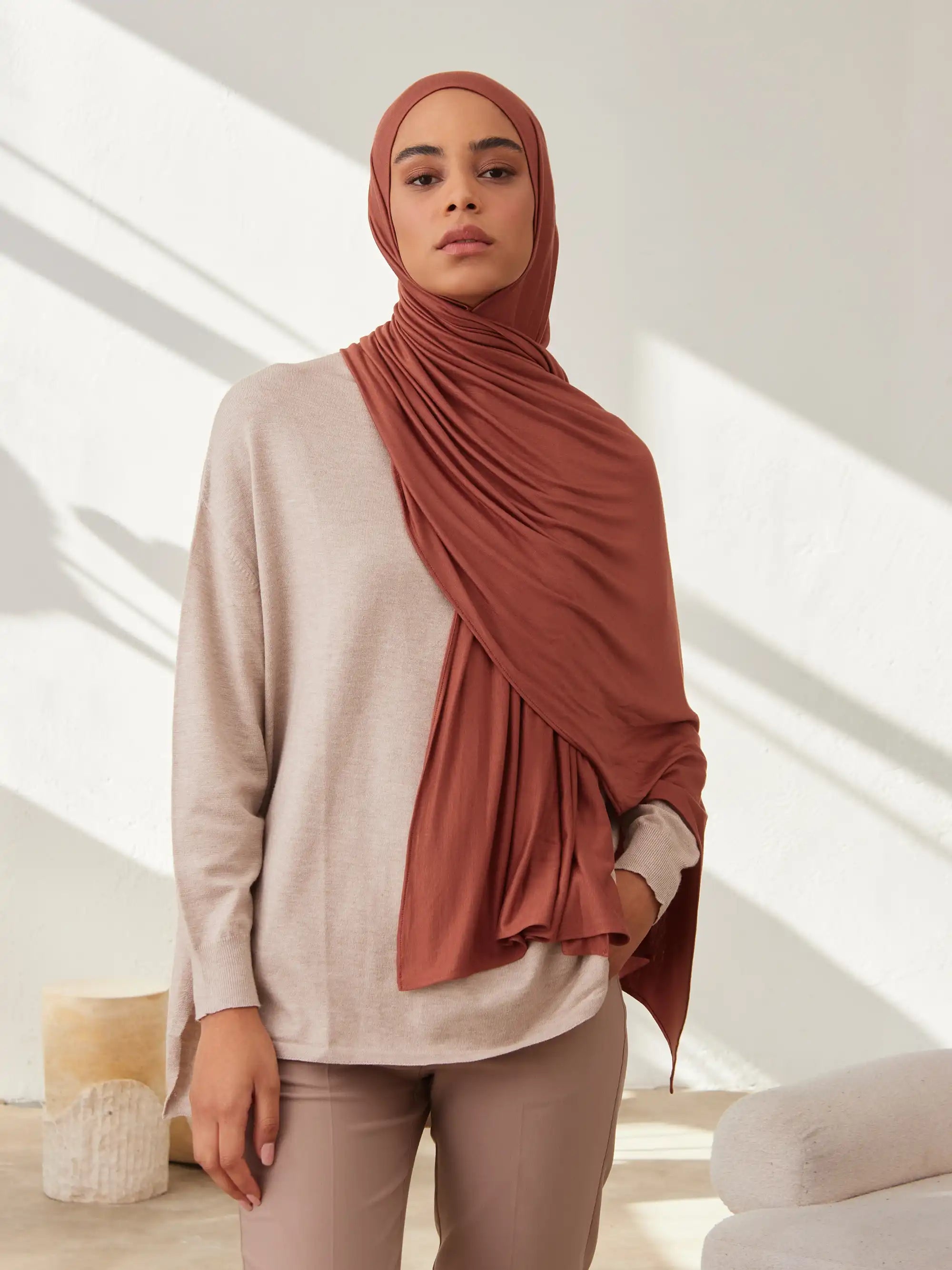 Premium Jersey Hijab - Redwood