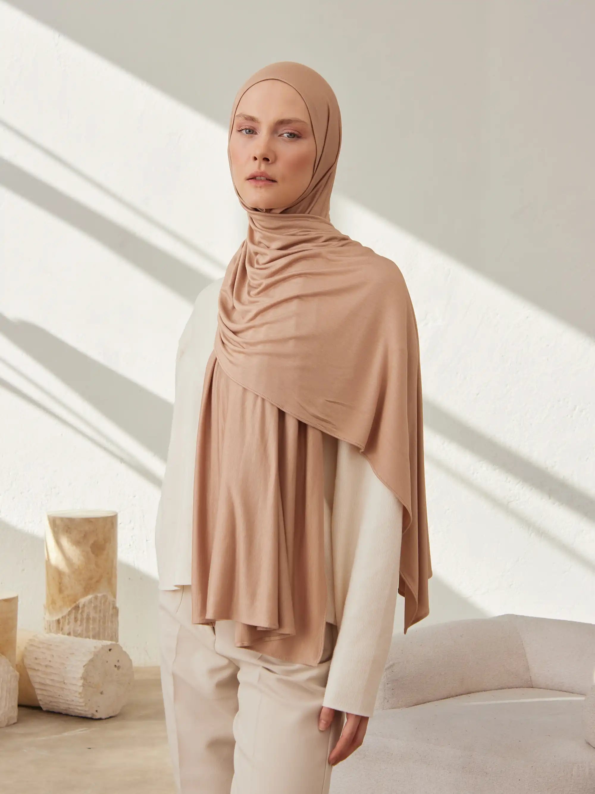 Premium Jersey Hijab - Warm Taupe