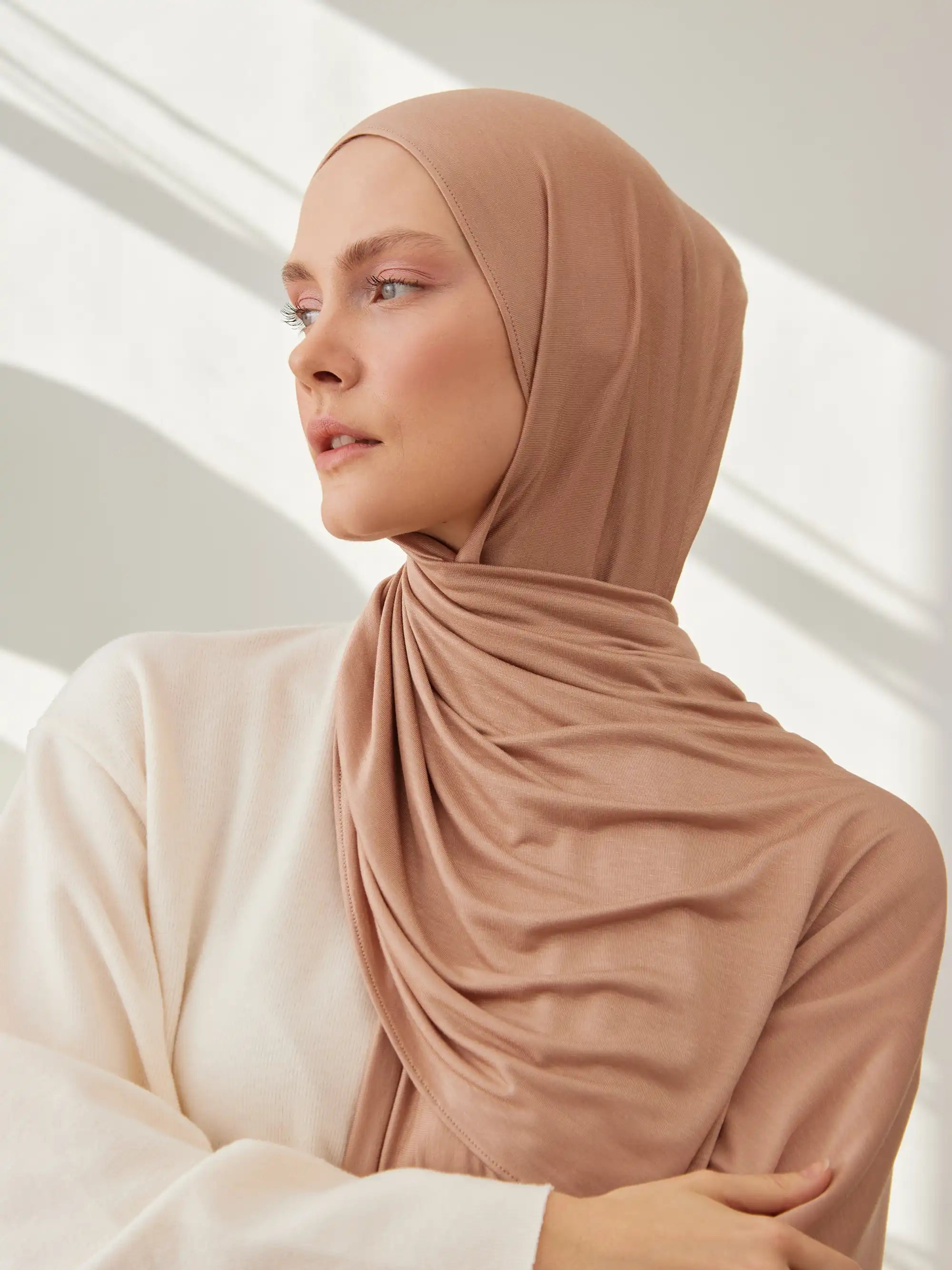Small Premium Jersey Hijab - Warm Taupe