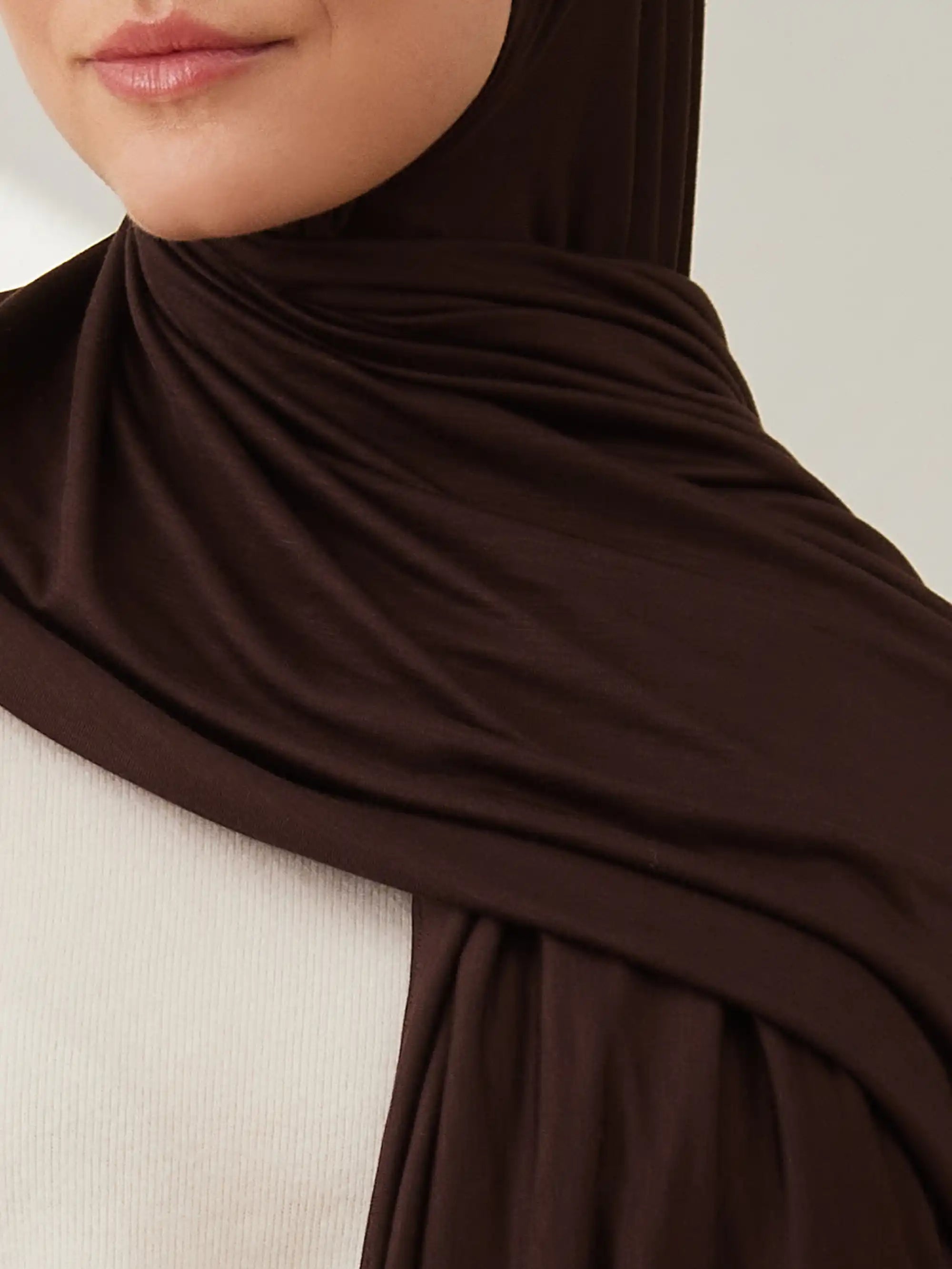 Small Premium Jersey Hijab - Coffee Bean