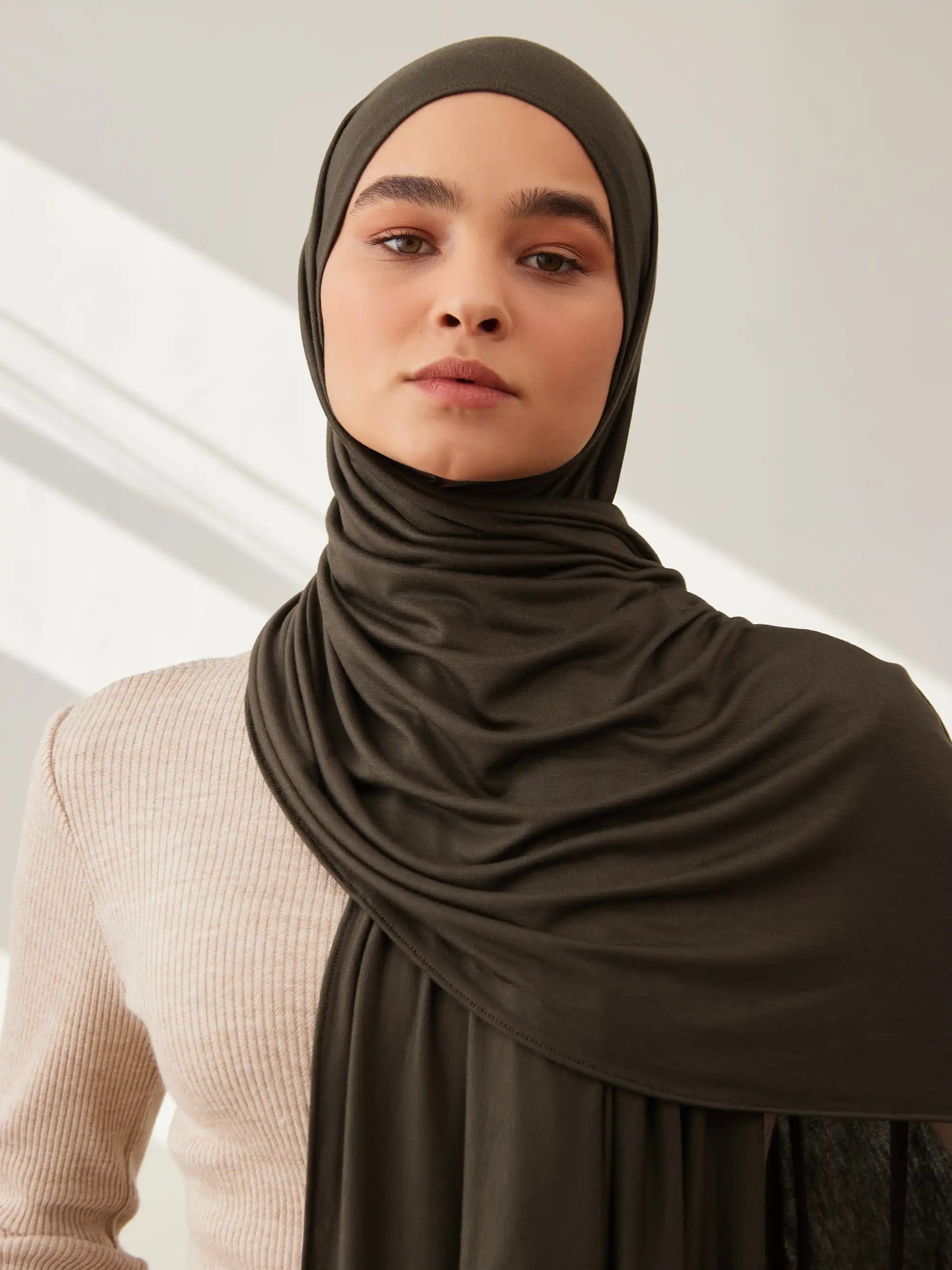 Small Premium Jersey Hijab - Khaki