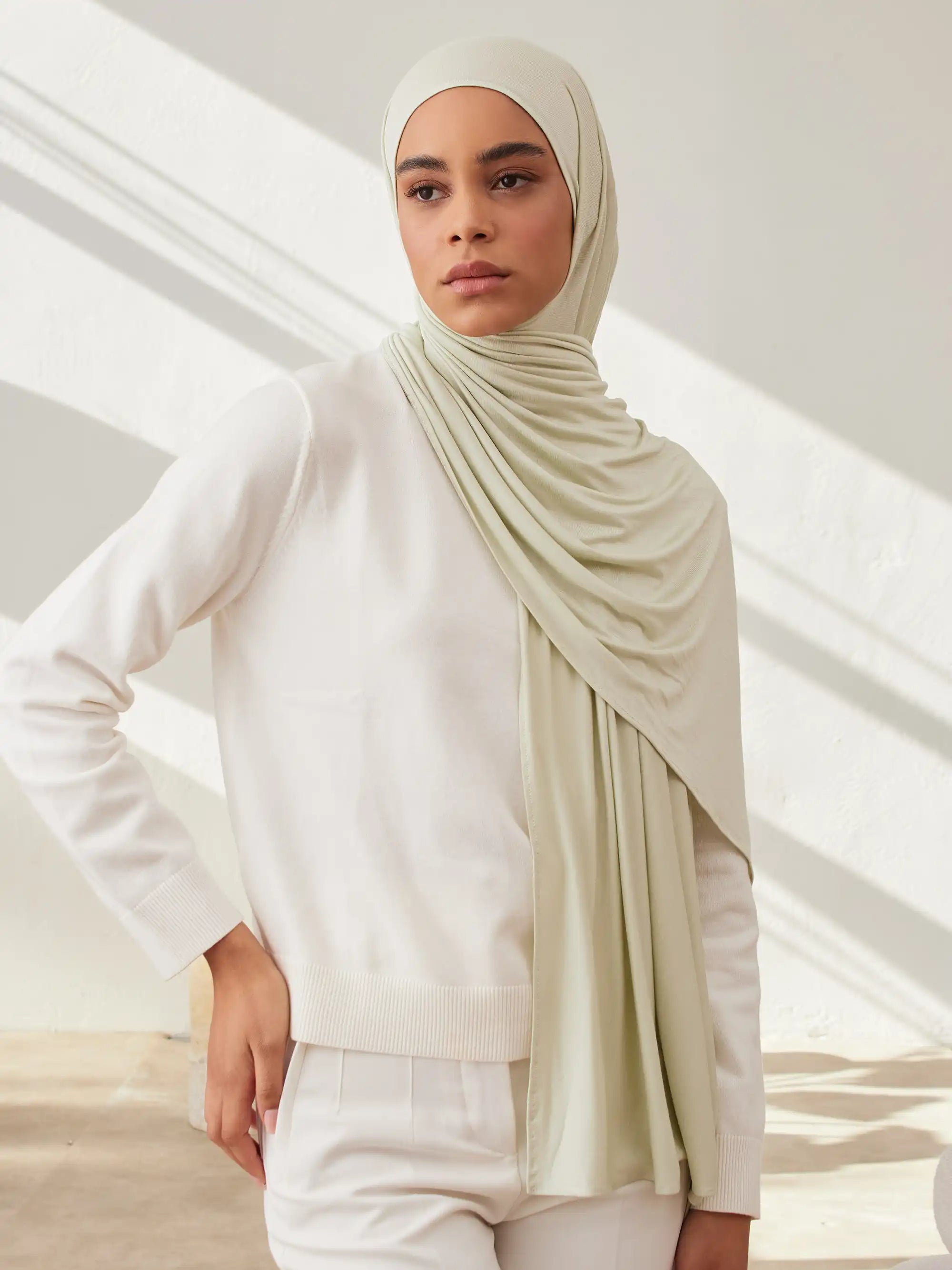 Small Premium Jersey Hijab - Lime Cream