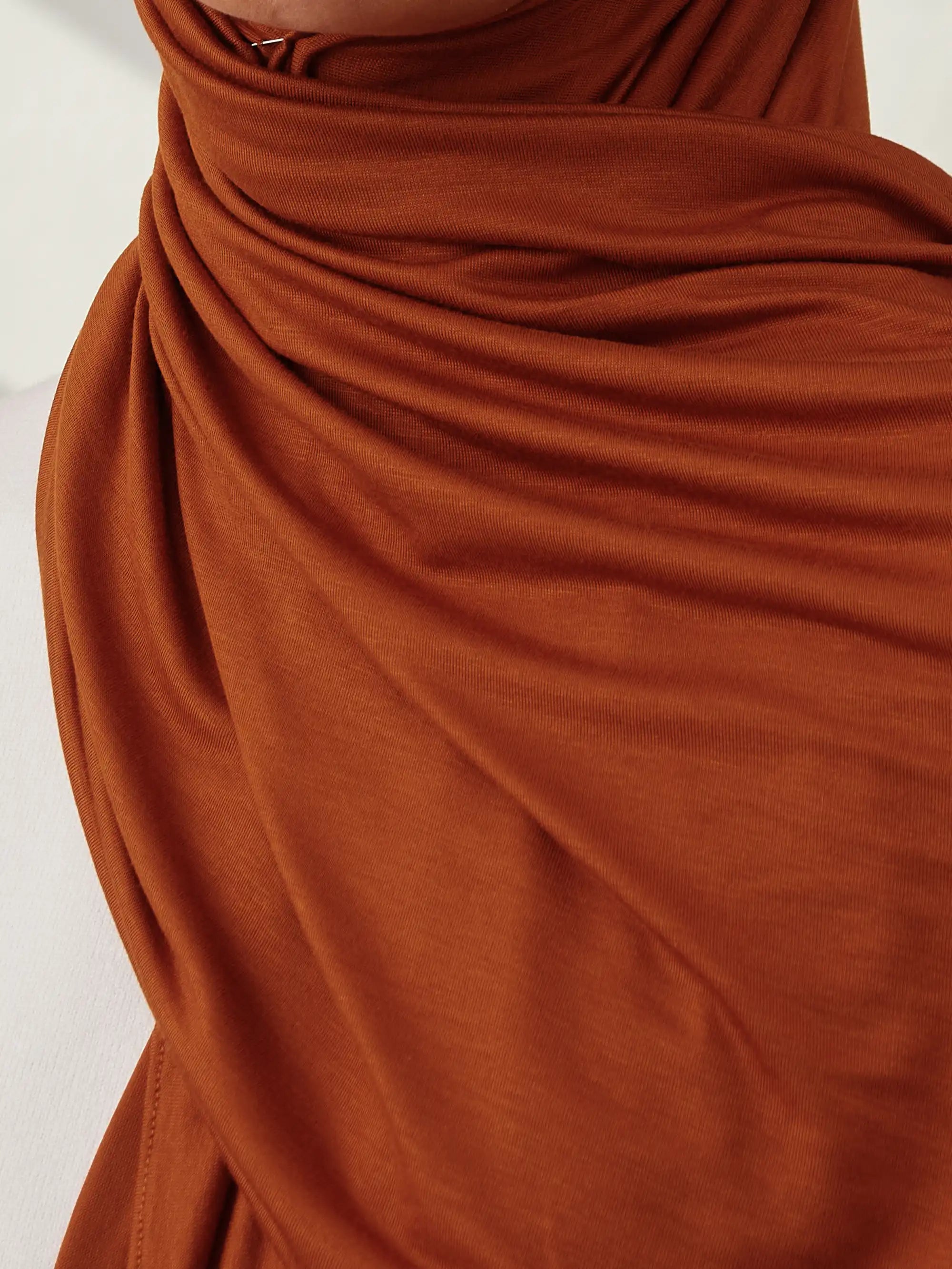 Small Premium Jersey Hijab - Burnt Orange