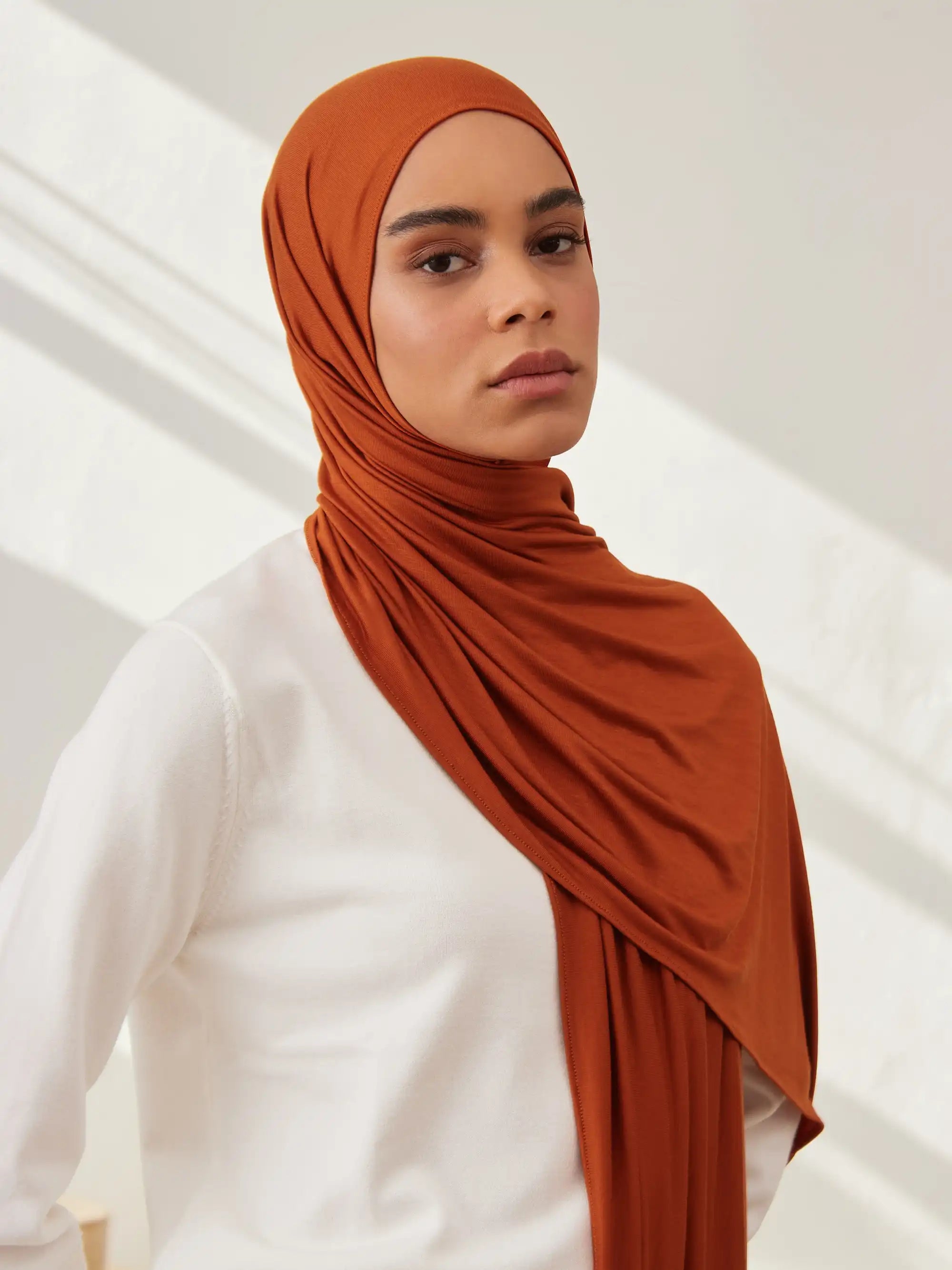 Small Premium Jersey Hijab - Burnt Orange