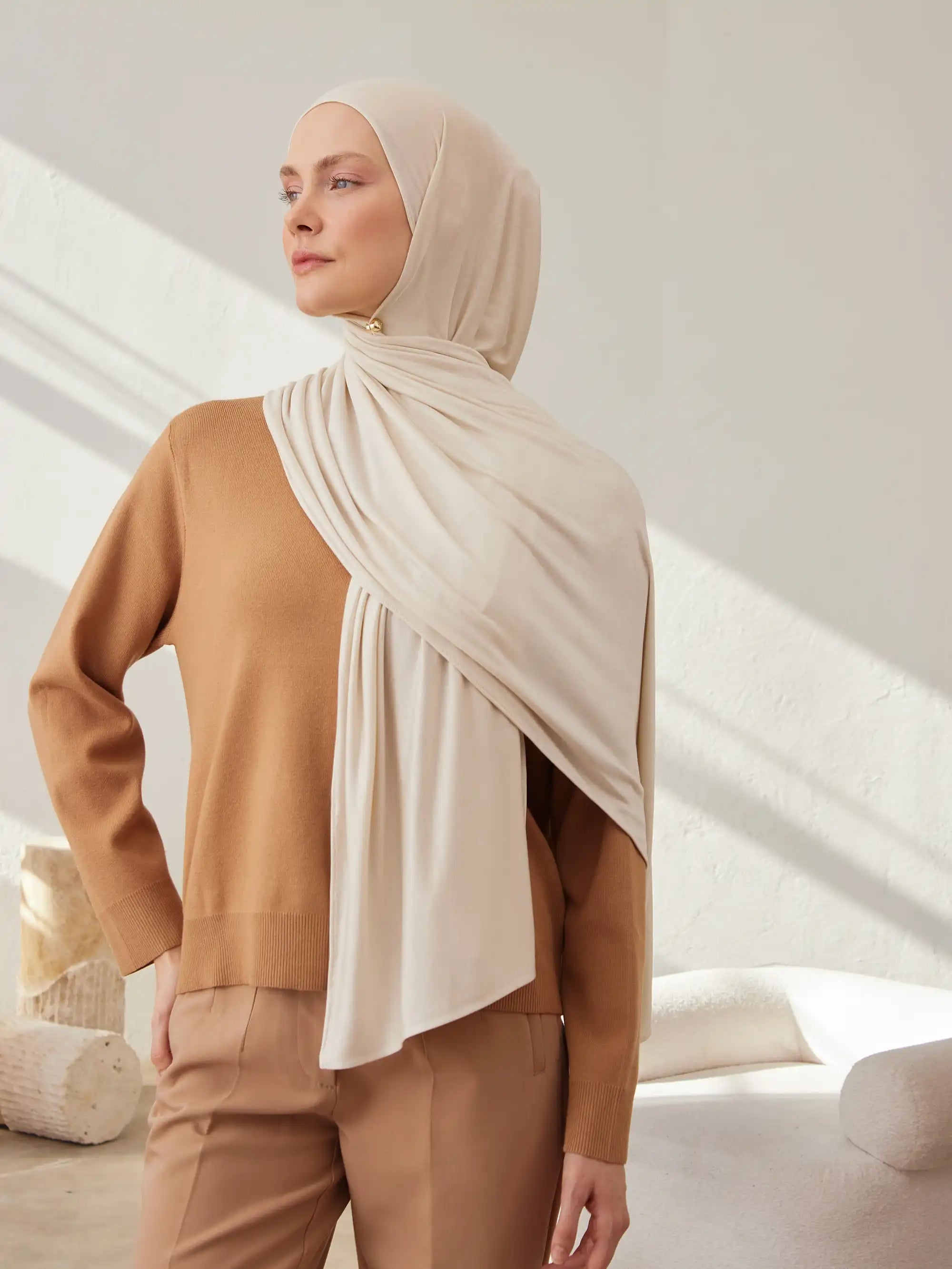 Small Premium Jersey Hijab - Off White